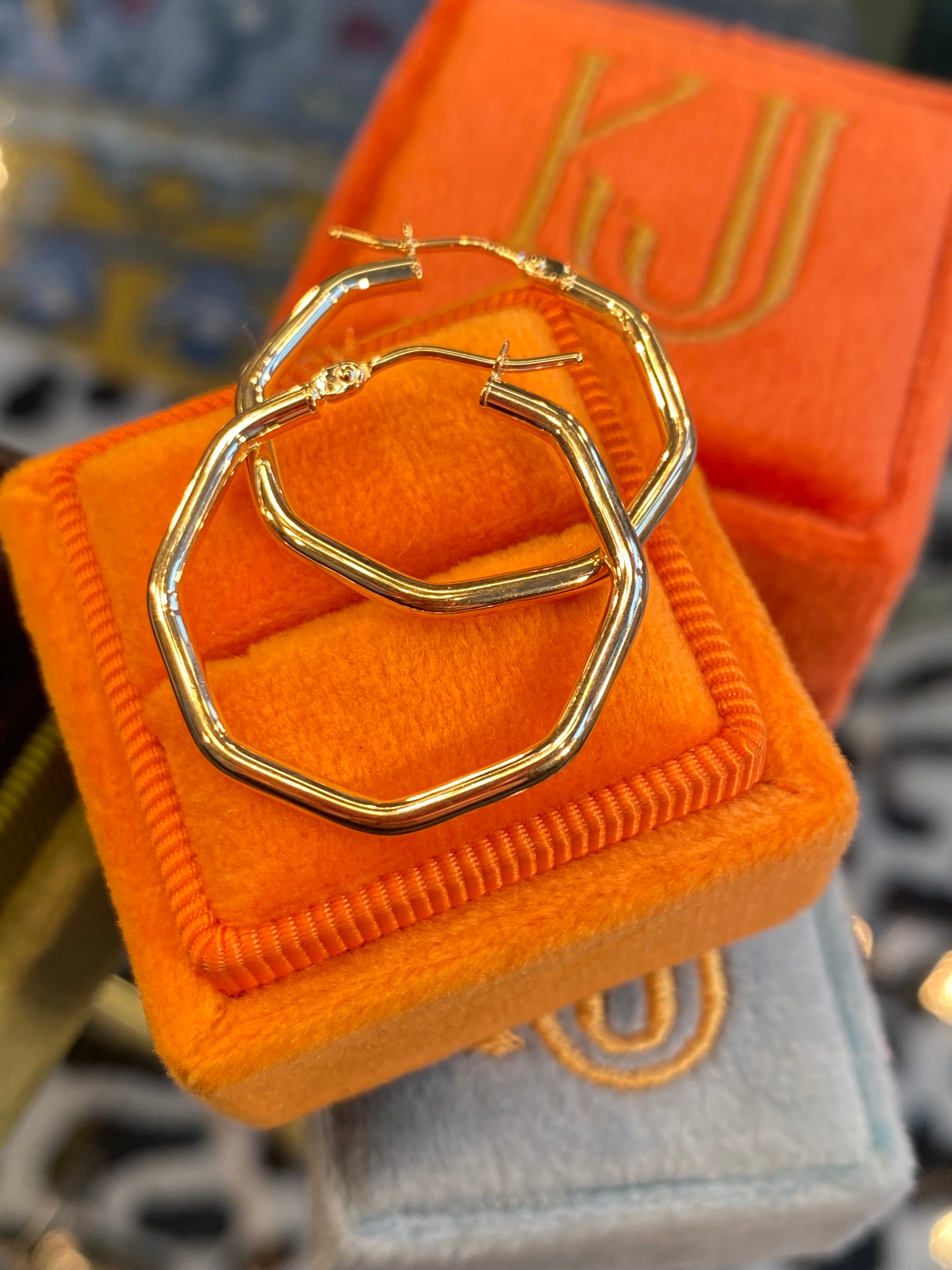 Statement 26mm Octagon Hoop Earrings in 9ct Yellow Gold