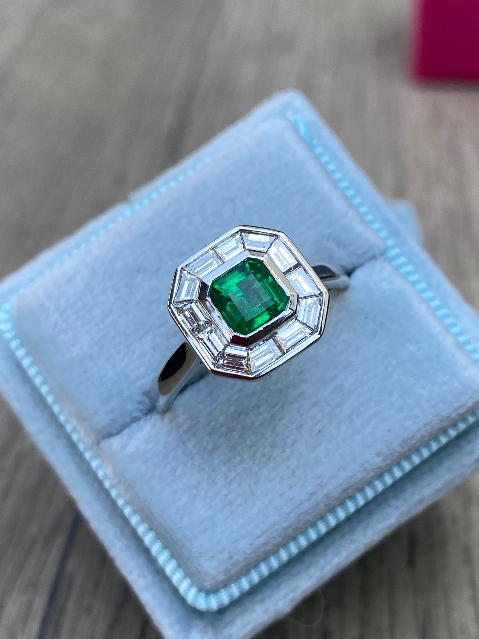 1.51 CTW Emerald and Natural Diamond Ring in Platinum
