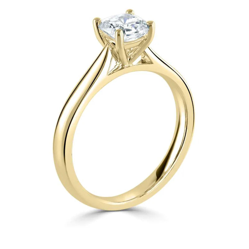 1.00 CT + Cushion Cut Lab Grown Diamond Solitaire Engagement Ring, at Least F Colour / VVS Clarity