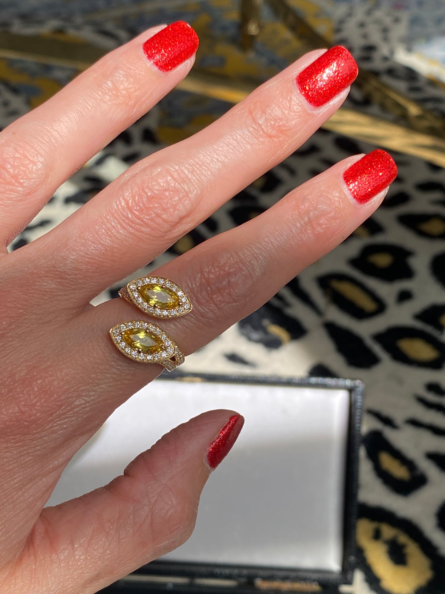 2.20ctw Yellow Ceylon Sapphire and 0.49ctw Natural Diamond Toi et Moi Ring in Platinum and 18ct Yellow Gold