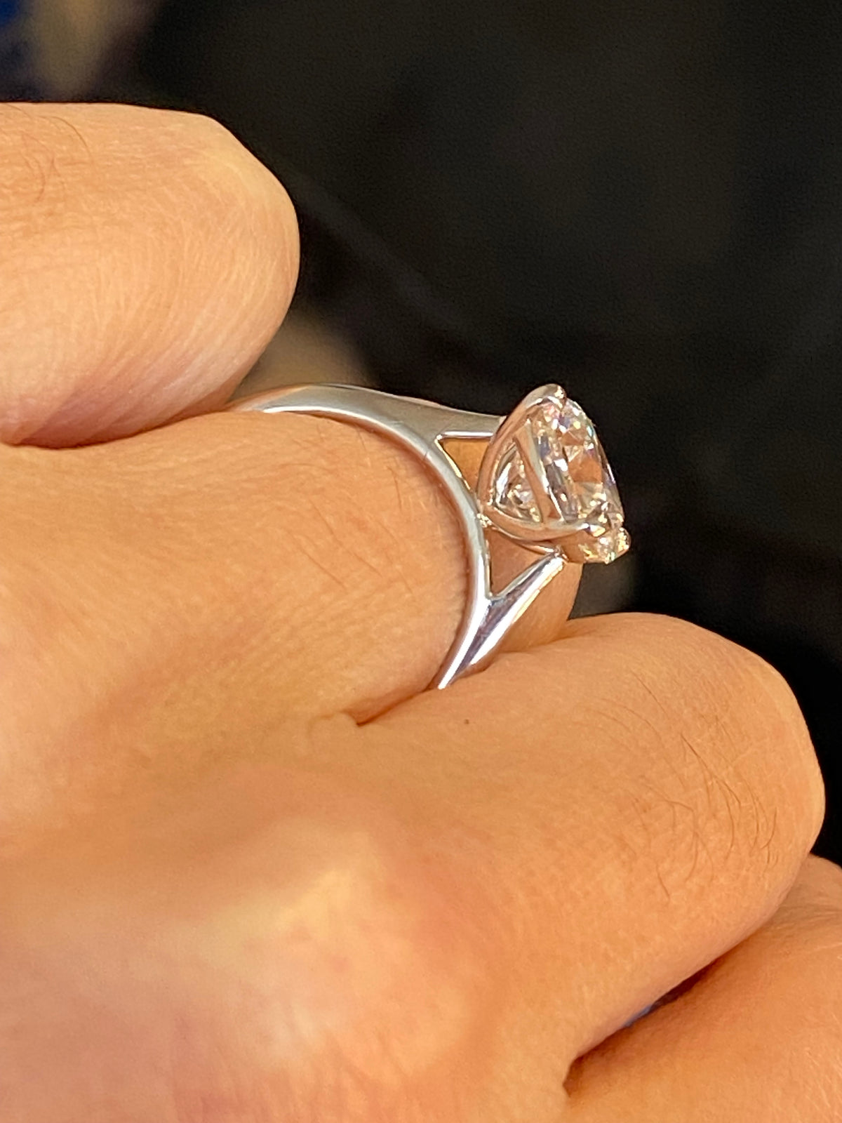 3.03 Carat Round Cut D Colour Lab Diamond Solitaire Engagement Ring in Platinum