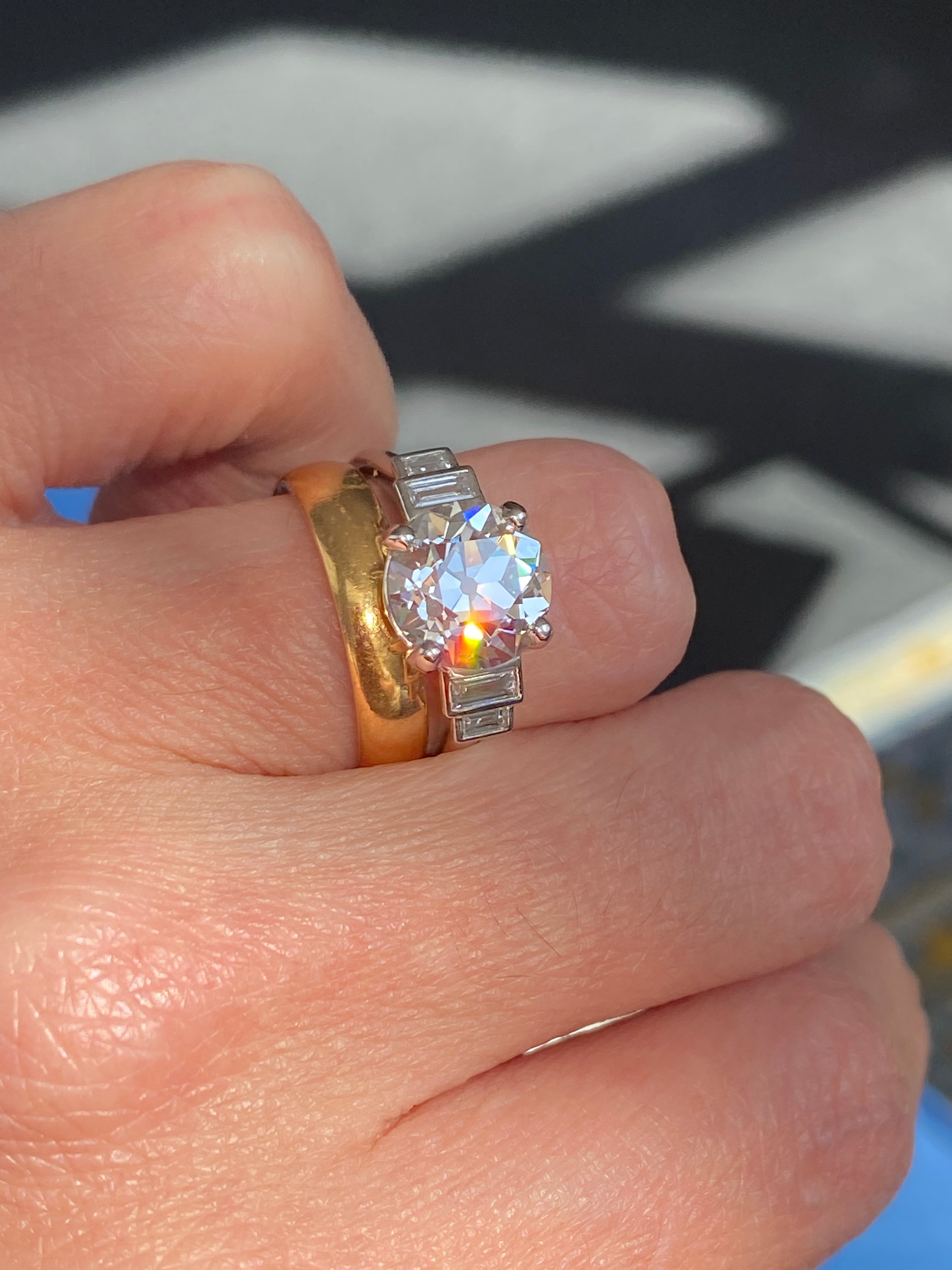 Heritage 3.25CT + Old European Cut Lab Grown Diamond Engagement Ring, at Least F Colour / VS Clarity