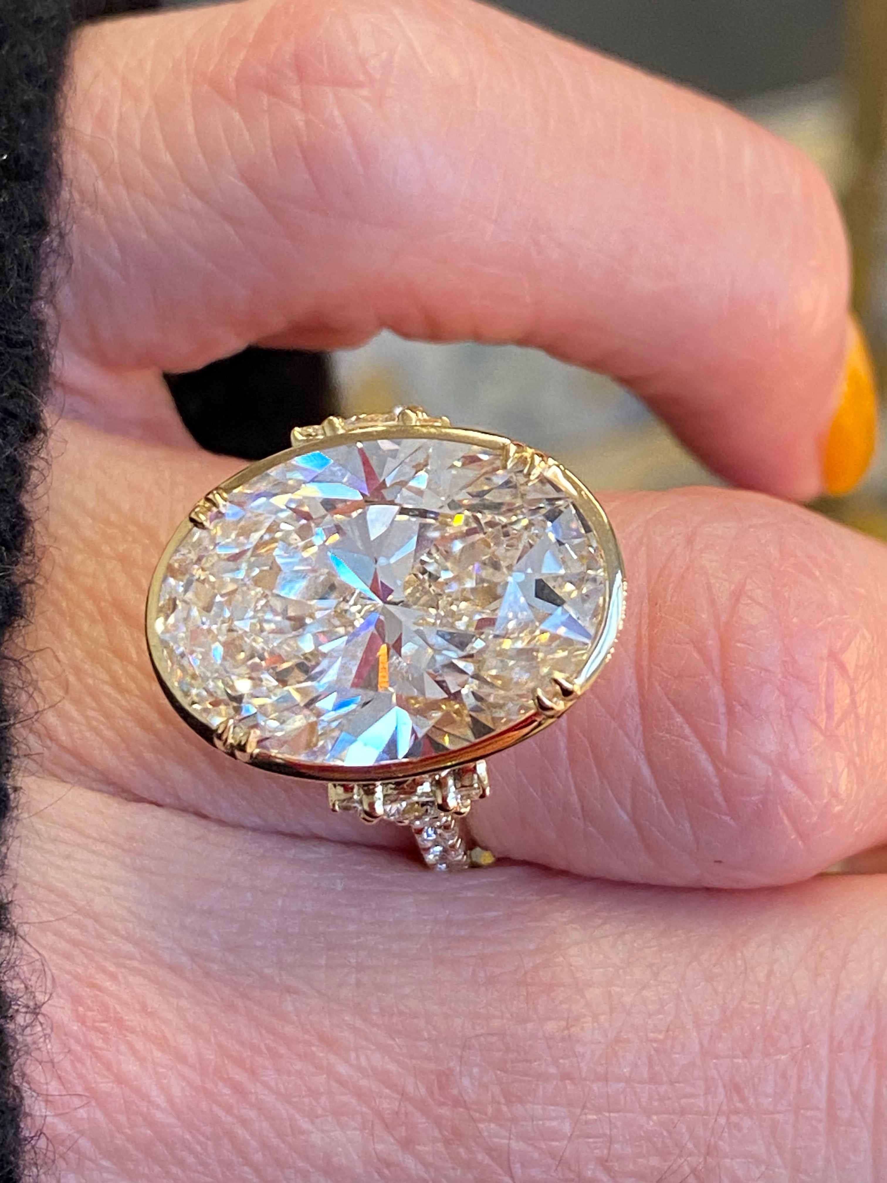 10.04 Carat Oval Cut Lab Diamond Solitaire Engagement Ring in 18ct Yellow Gold