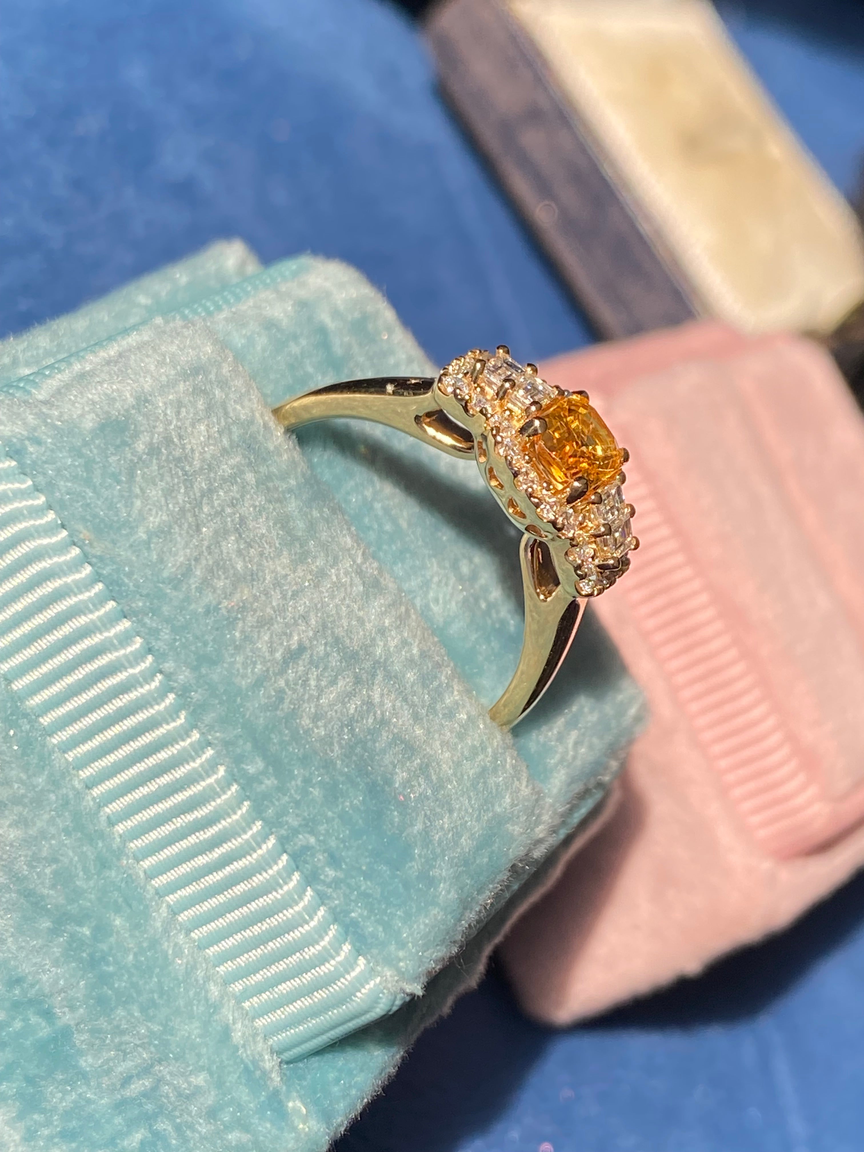 2.59 CTW Radiant Cut Yellow Sapphire and Natural Diamond Ring in 18ct Yellow Gold