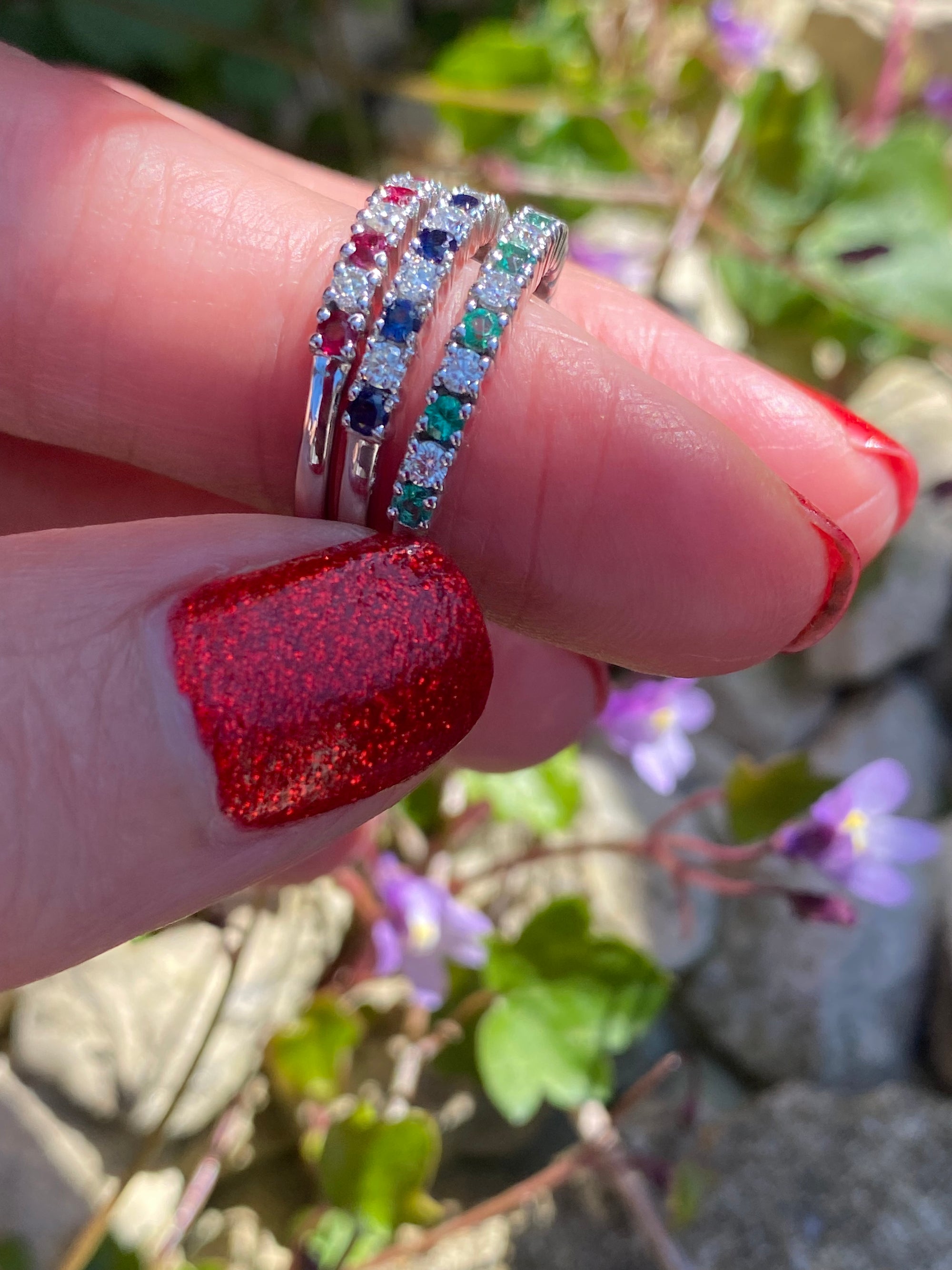 0.47ctw Natural Ruby and Moissanite Eternity Stacking Ring