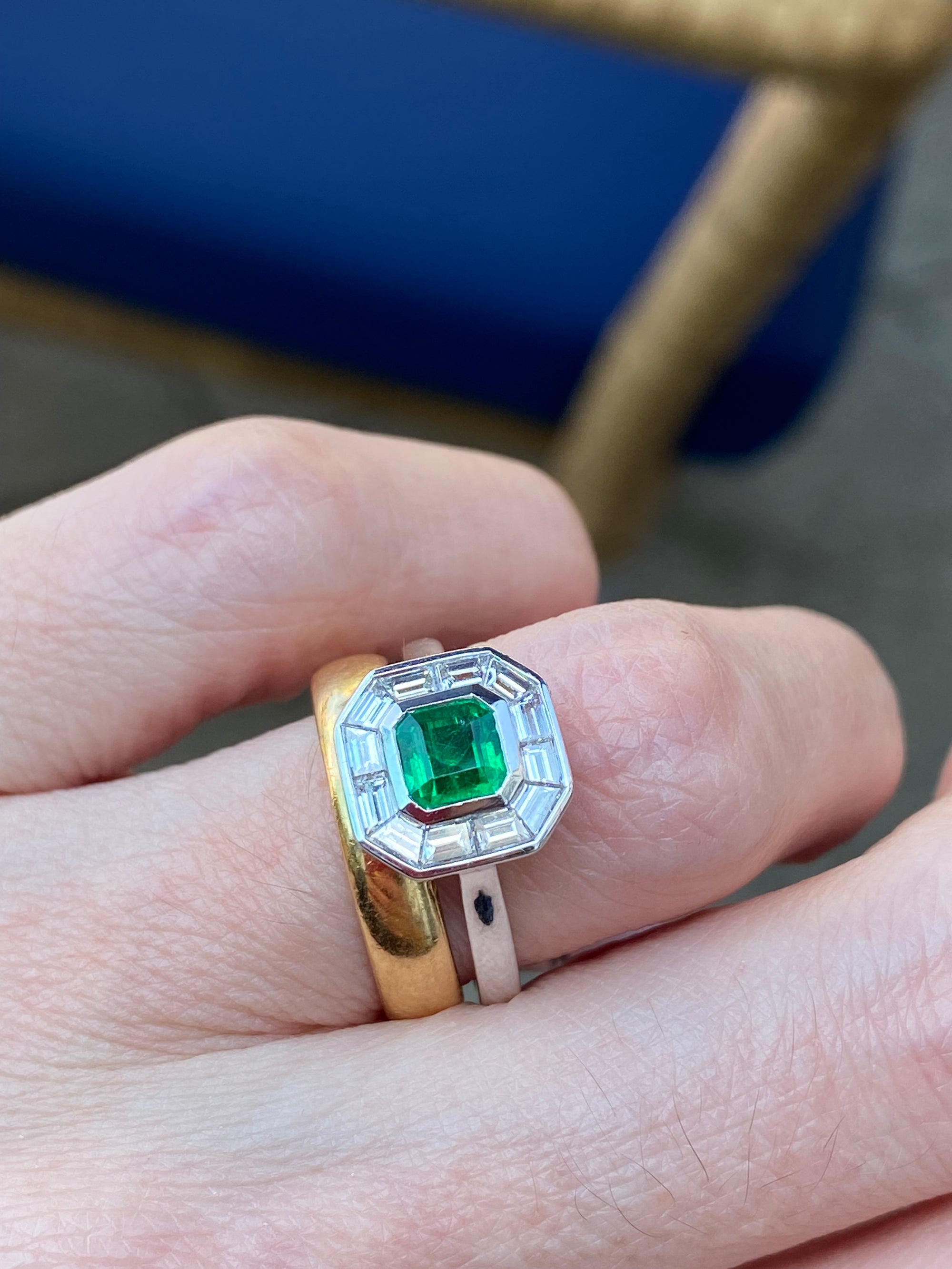 1.51 CTW Emerald and Natural Diamond Ring in Platinum