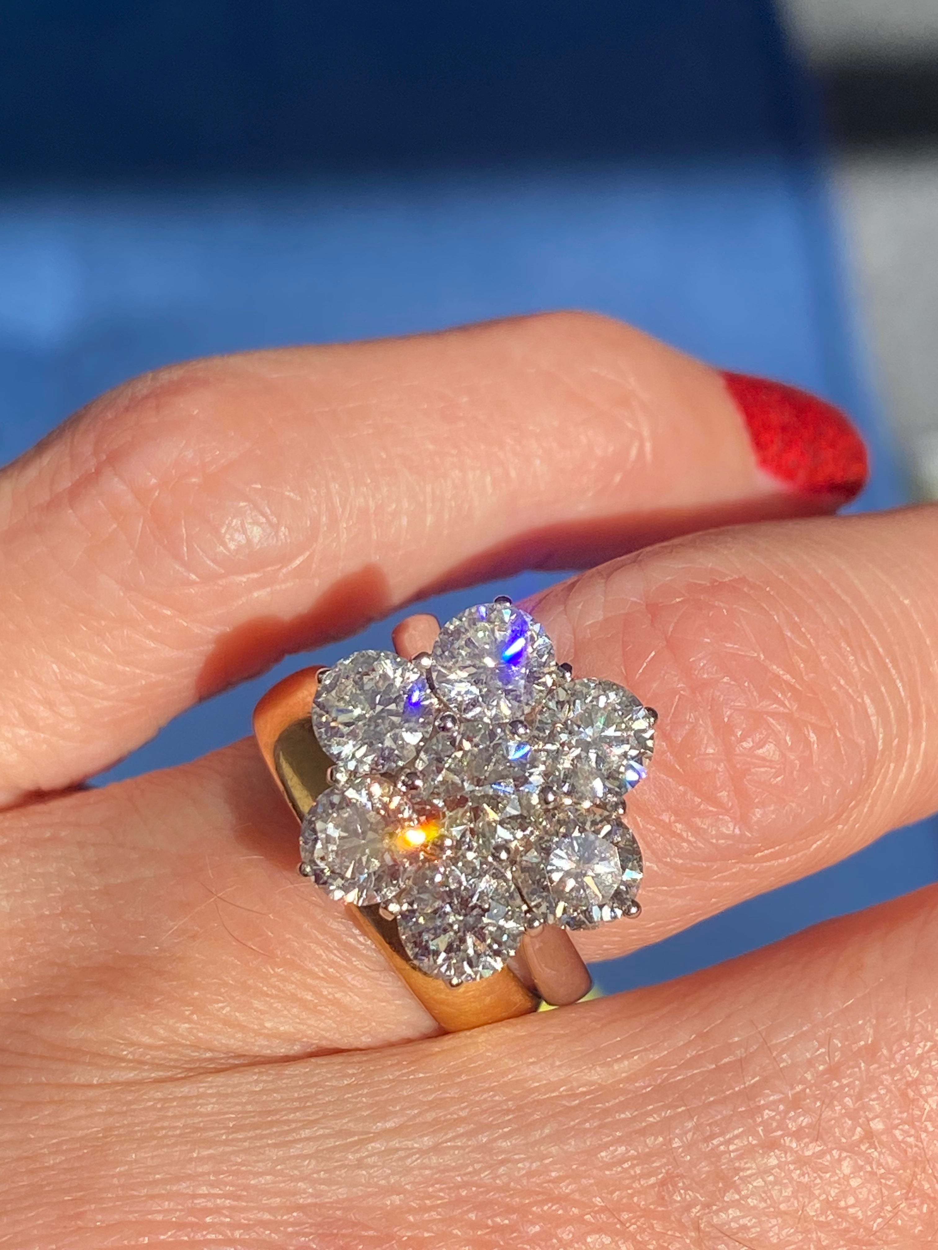 4.25 CTW Lab Diamond Daisy Cluster Ring in Platinum