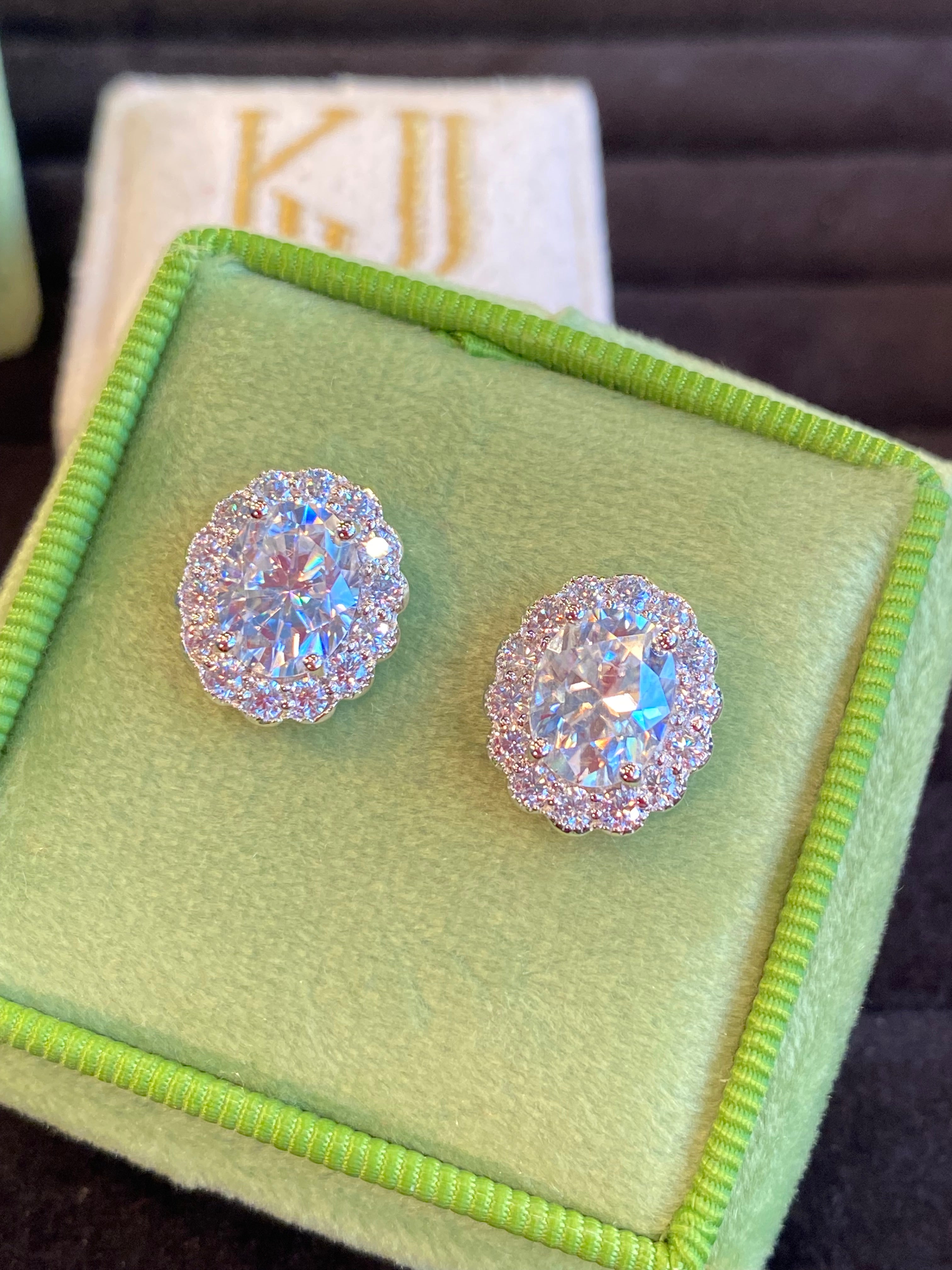 5.00 CTW Oval Cut Moissanite Earrings in Sterling Silver