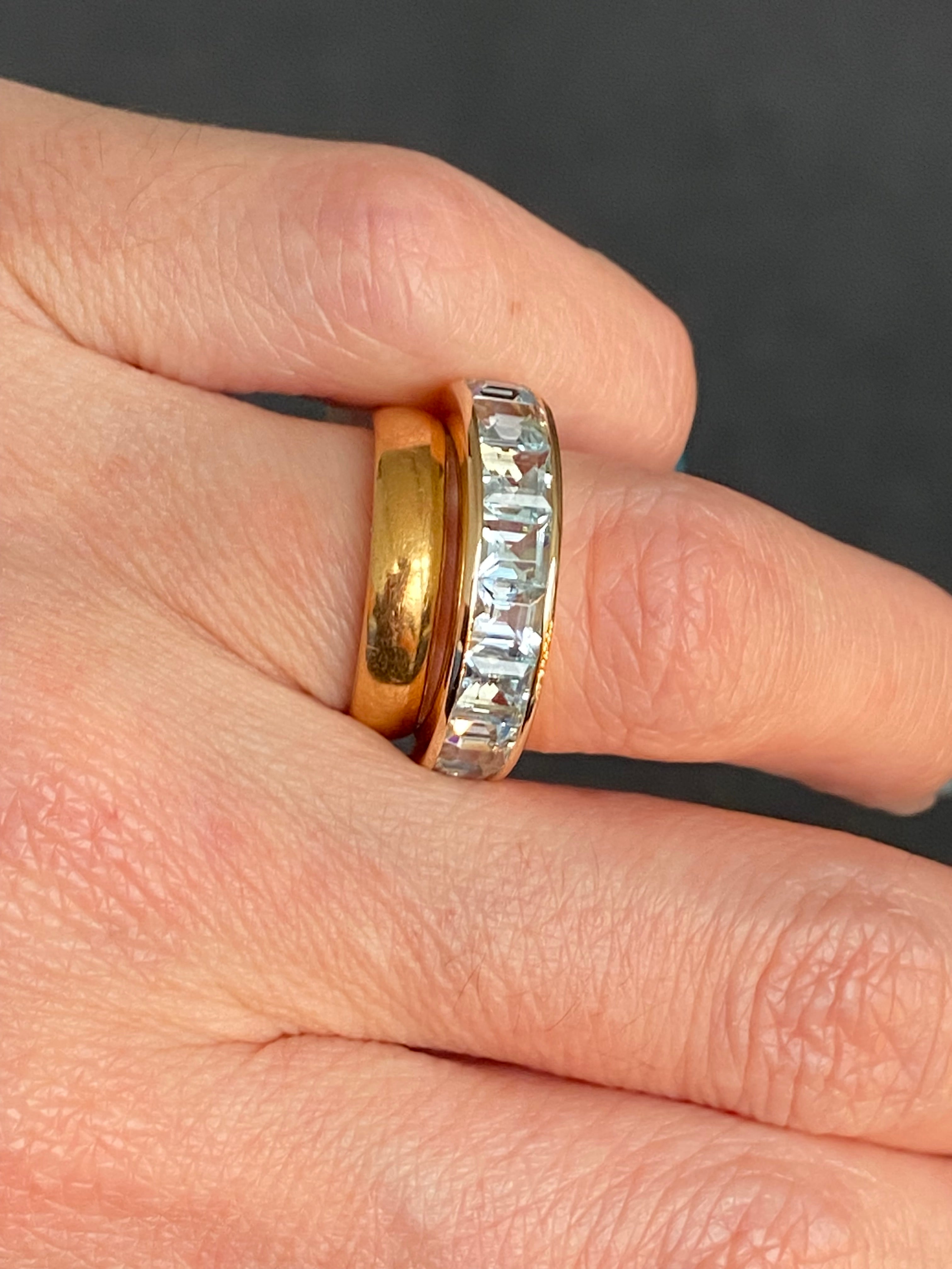 Stunning 2.33 CTW Aquamarine Eternity Ring in 9ct White Gold