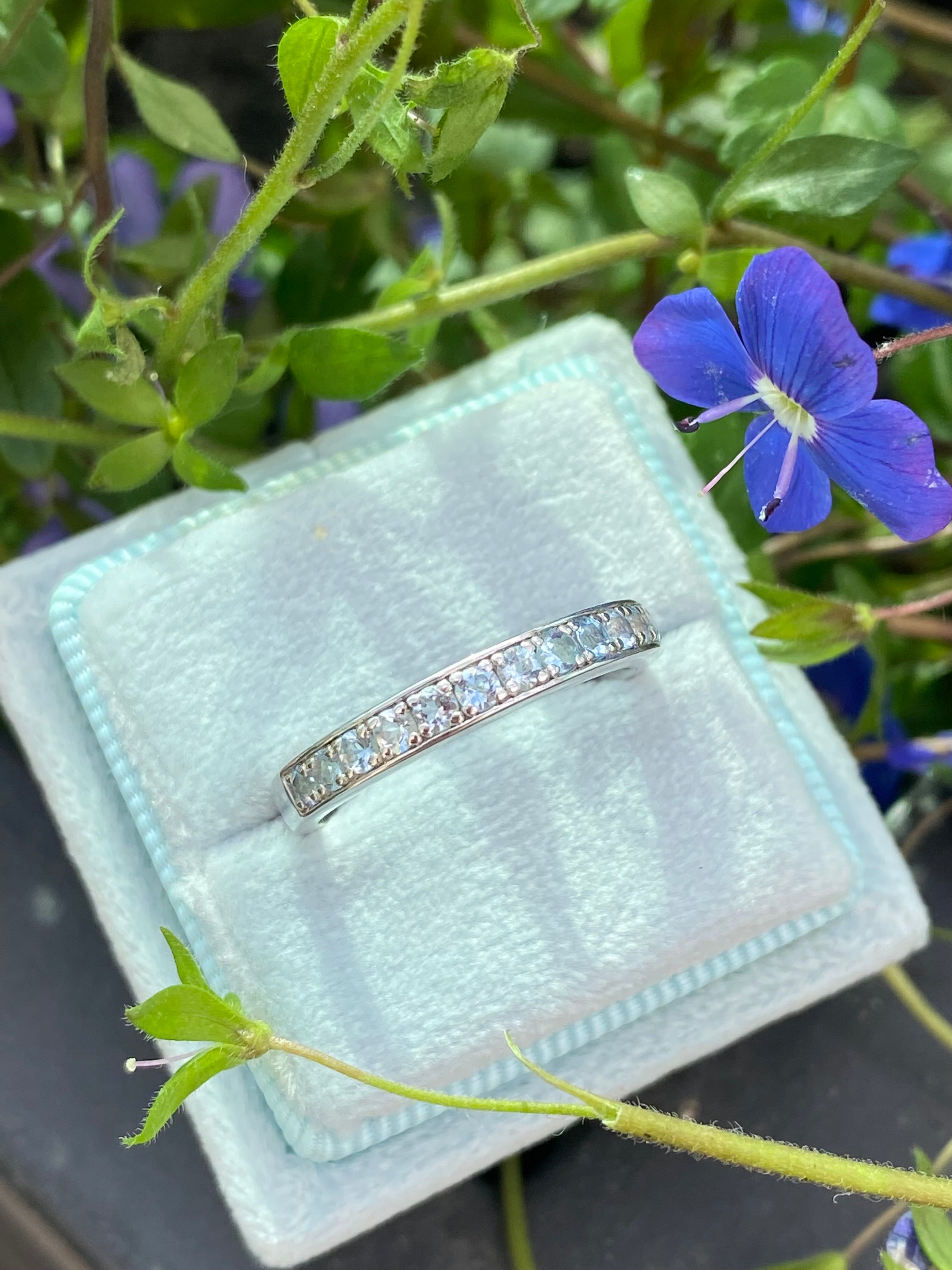 0.50ctw Baby Blue Aquamarine Eternity Stacking Ring