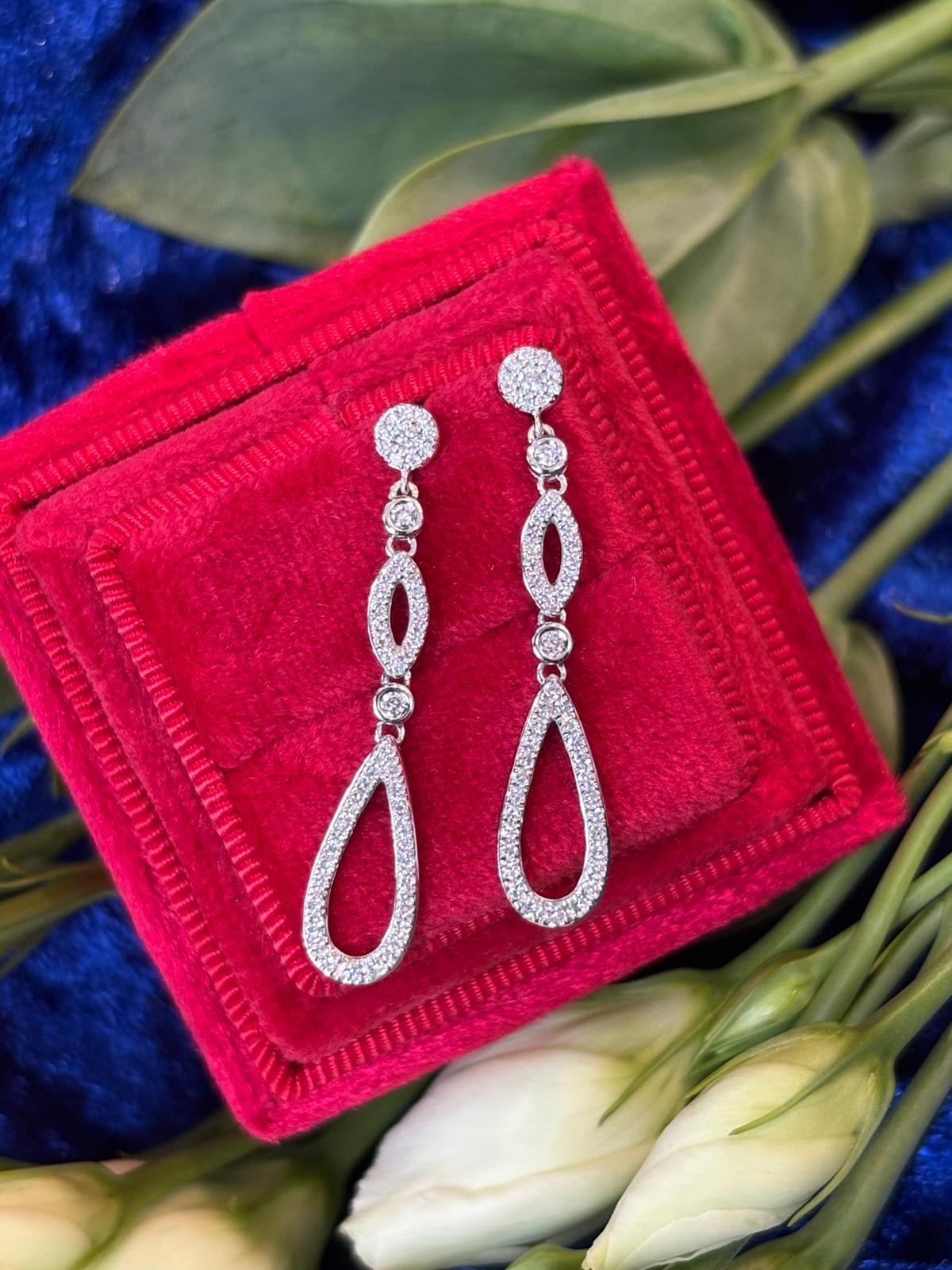 Statement Natural Diamond Drop Earrings in 18ct White Gold