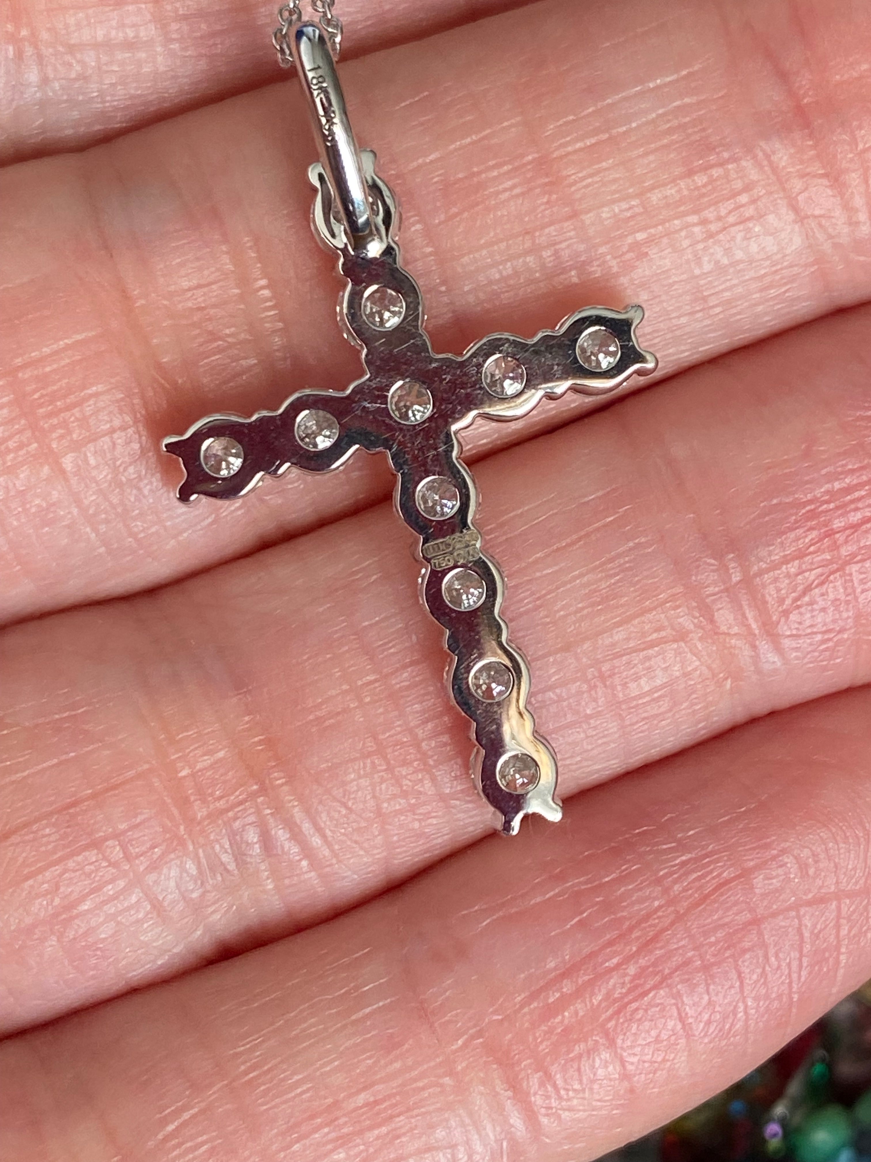 2.00 CTW Natural Diamond Cross in 18ct White Gold
