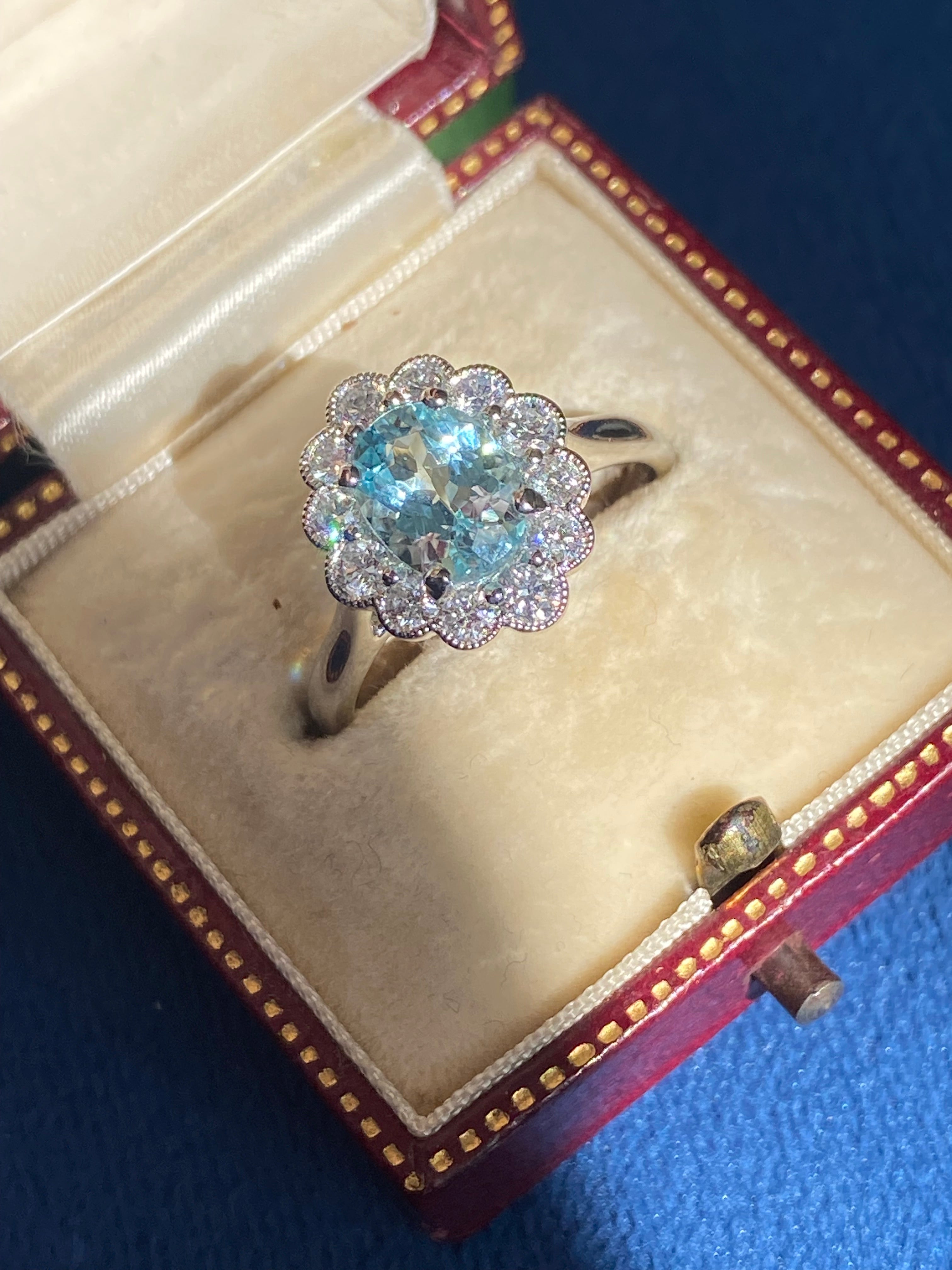 1.63 CTW Aquamarine and Diamond Ring in Platinum