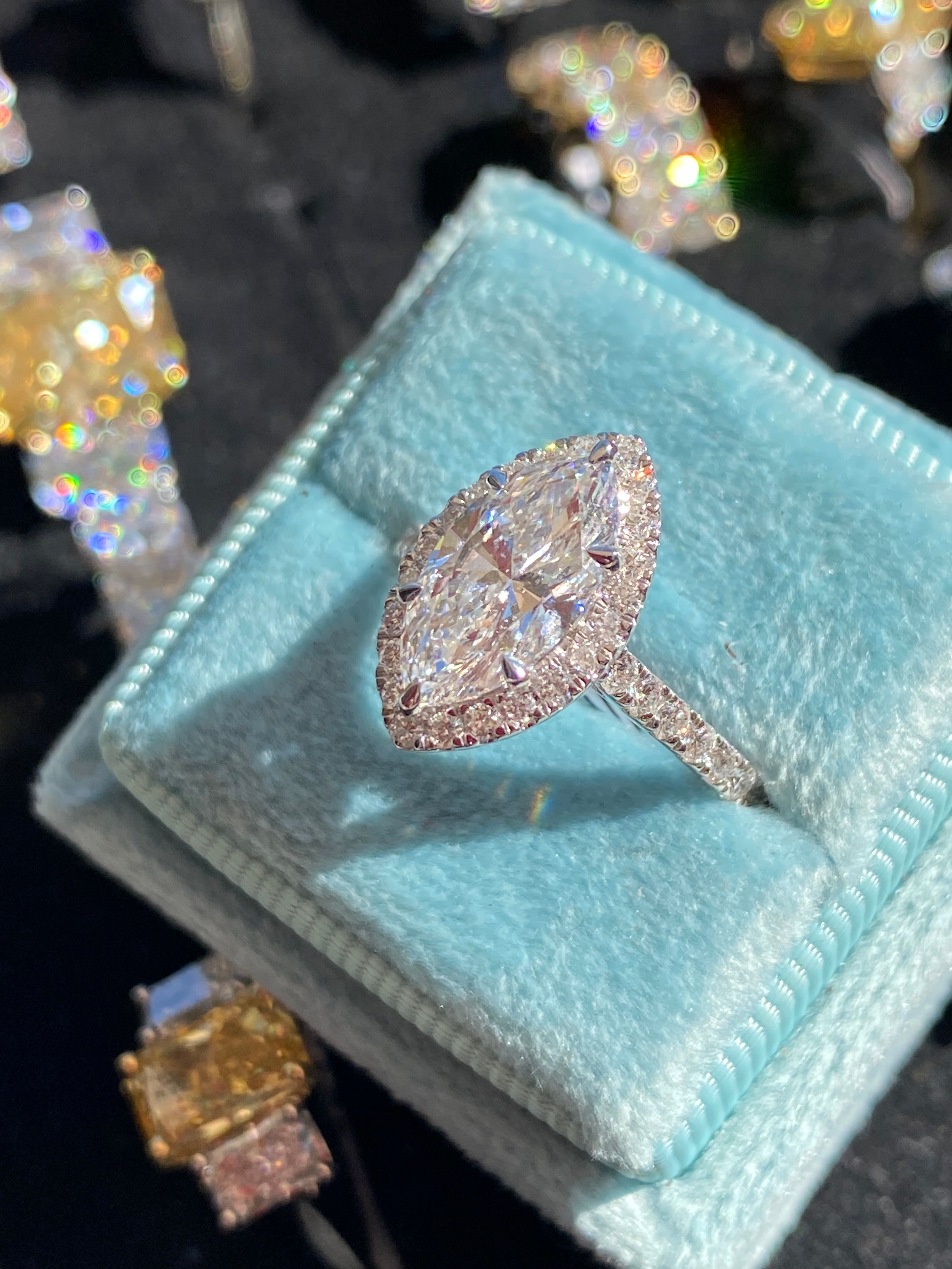 2.58 CTW Marquise Cut Lab Diamond Halo Engagement Ring in Platinum