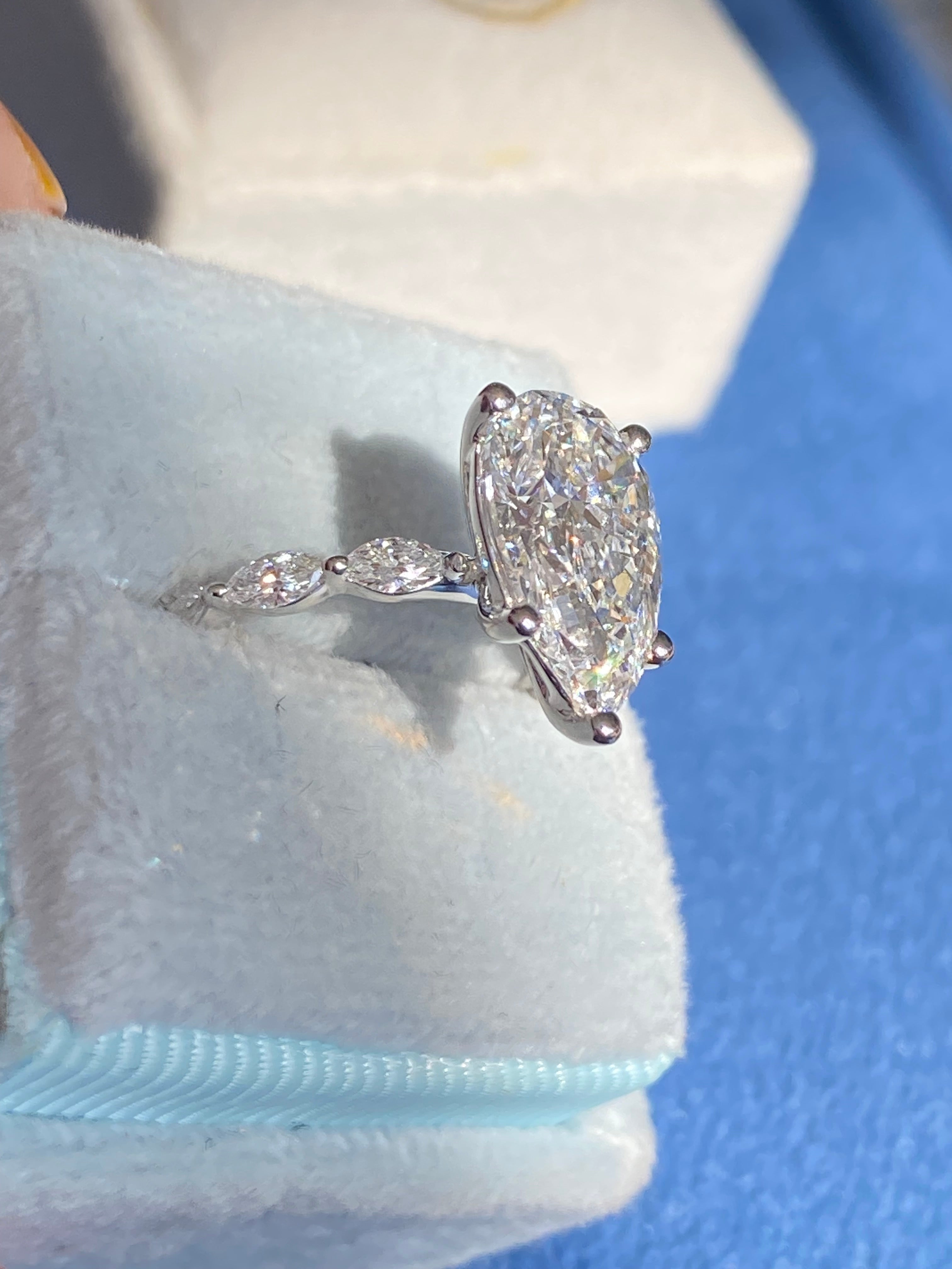 3.05 Carat Pear Cut D Colour Lab Diamond Solitaire Engagement Ring in Platinum