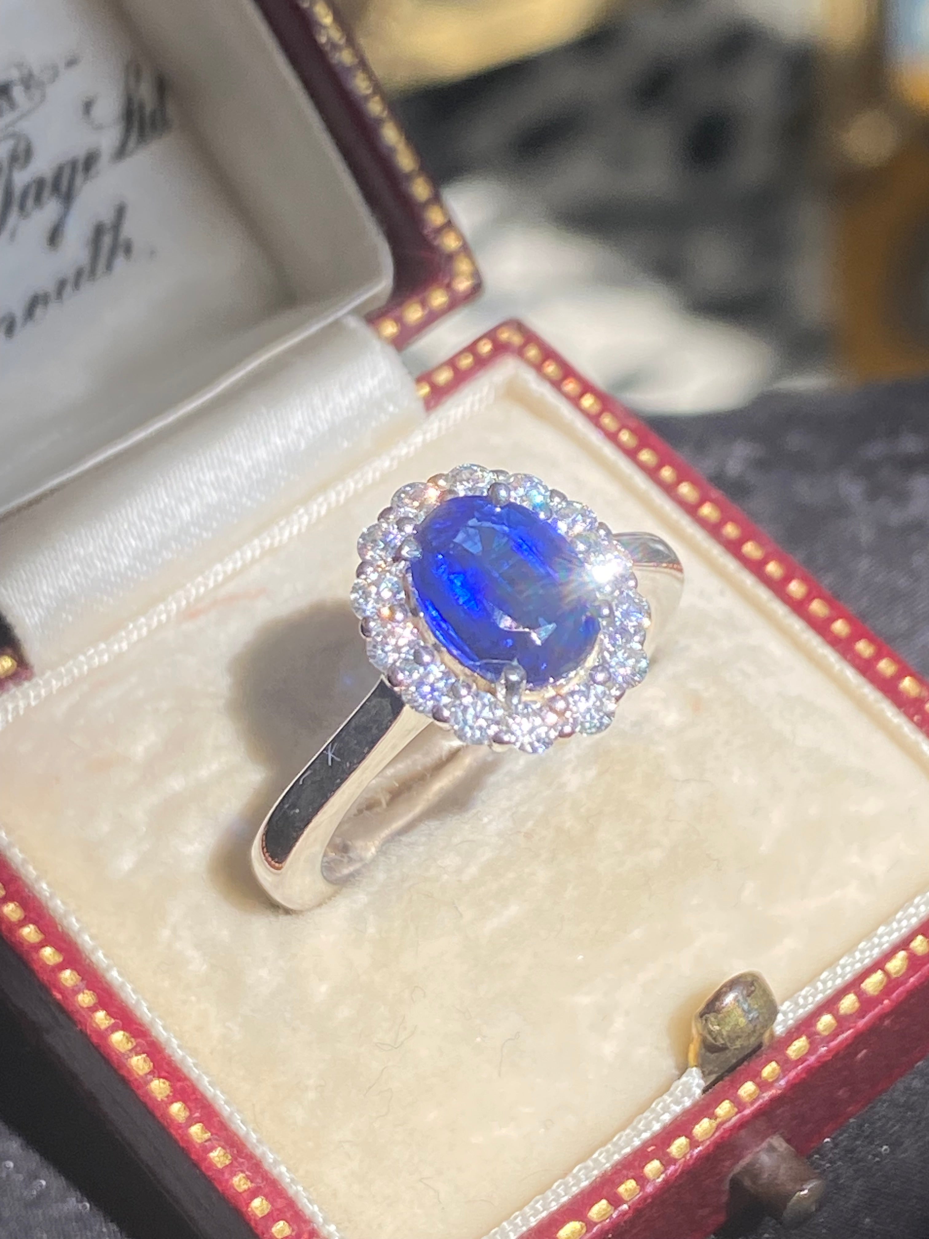 2.00 CTW Oval Cut Kyanite Moissanite Halo Ring in Sterling Silver