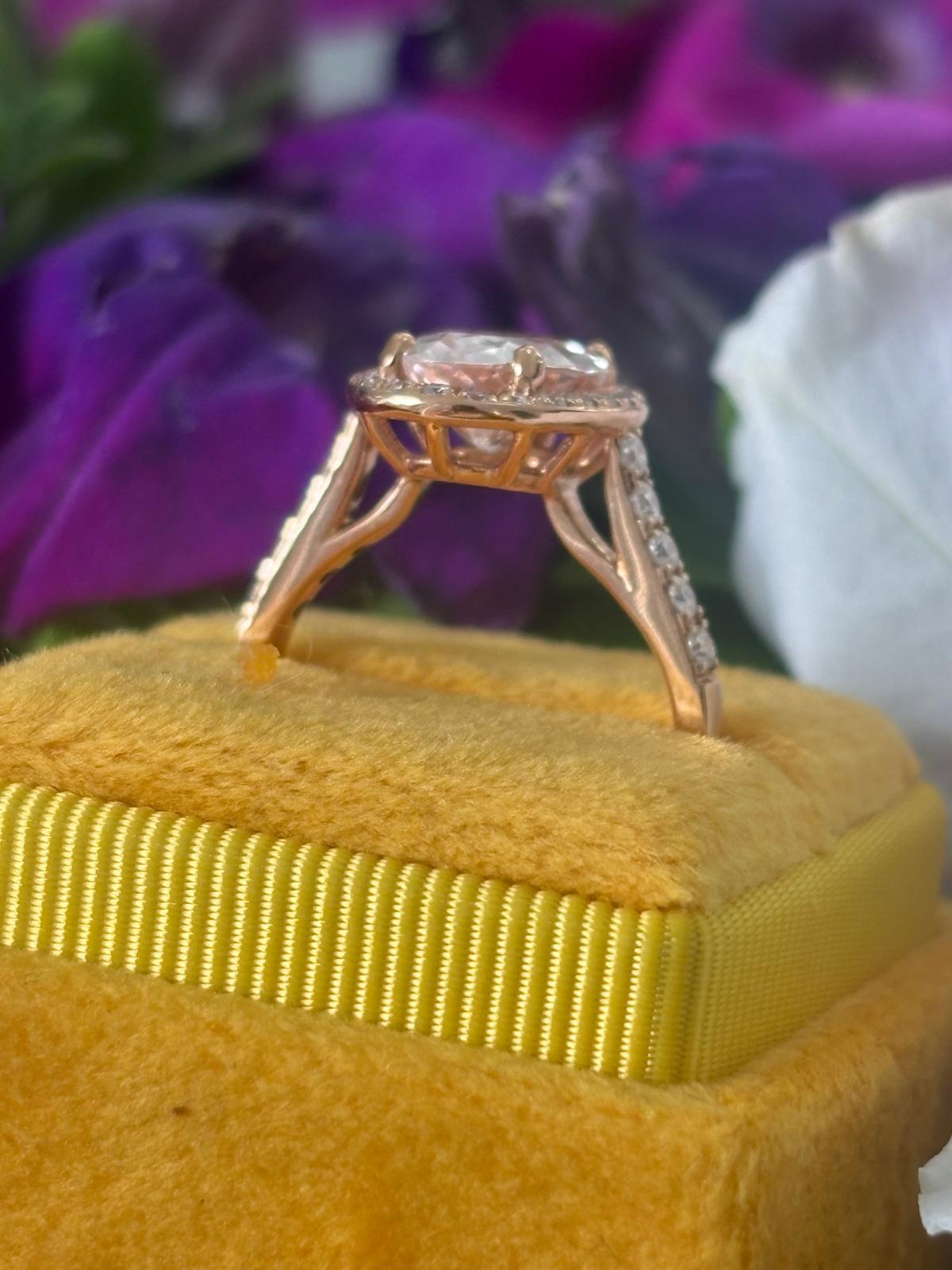 2.63 CTW Morganite and Natural Diamond Ring in 18ct Rose Gold