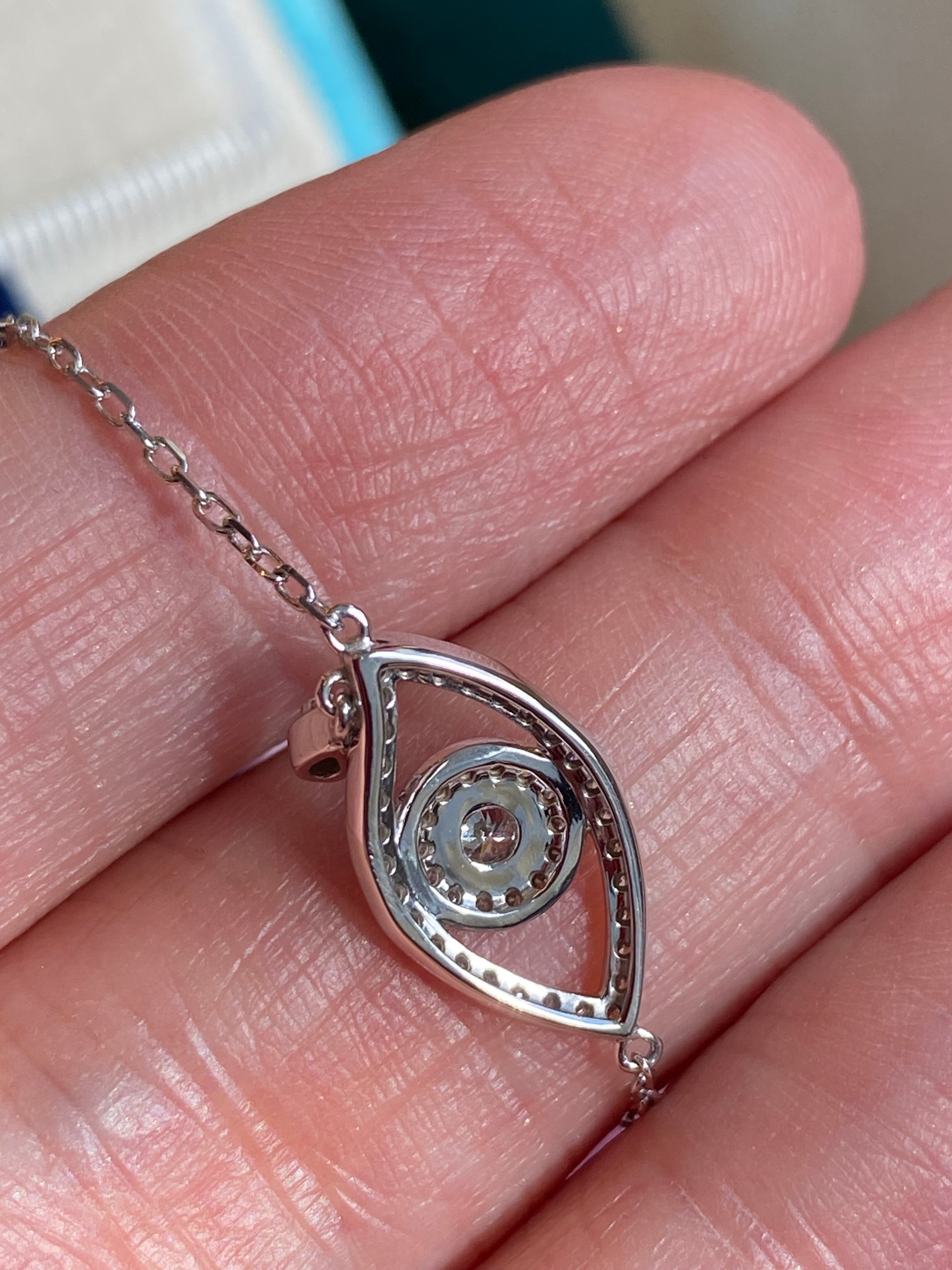 Beautiful Natural Diamond Anti Evil Eye Bracelet in 18ct White Gold