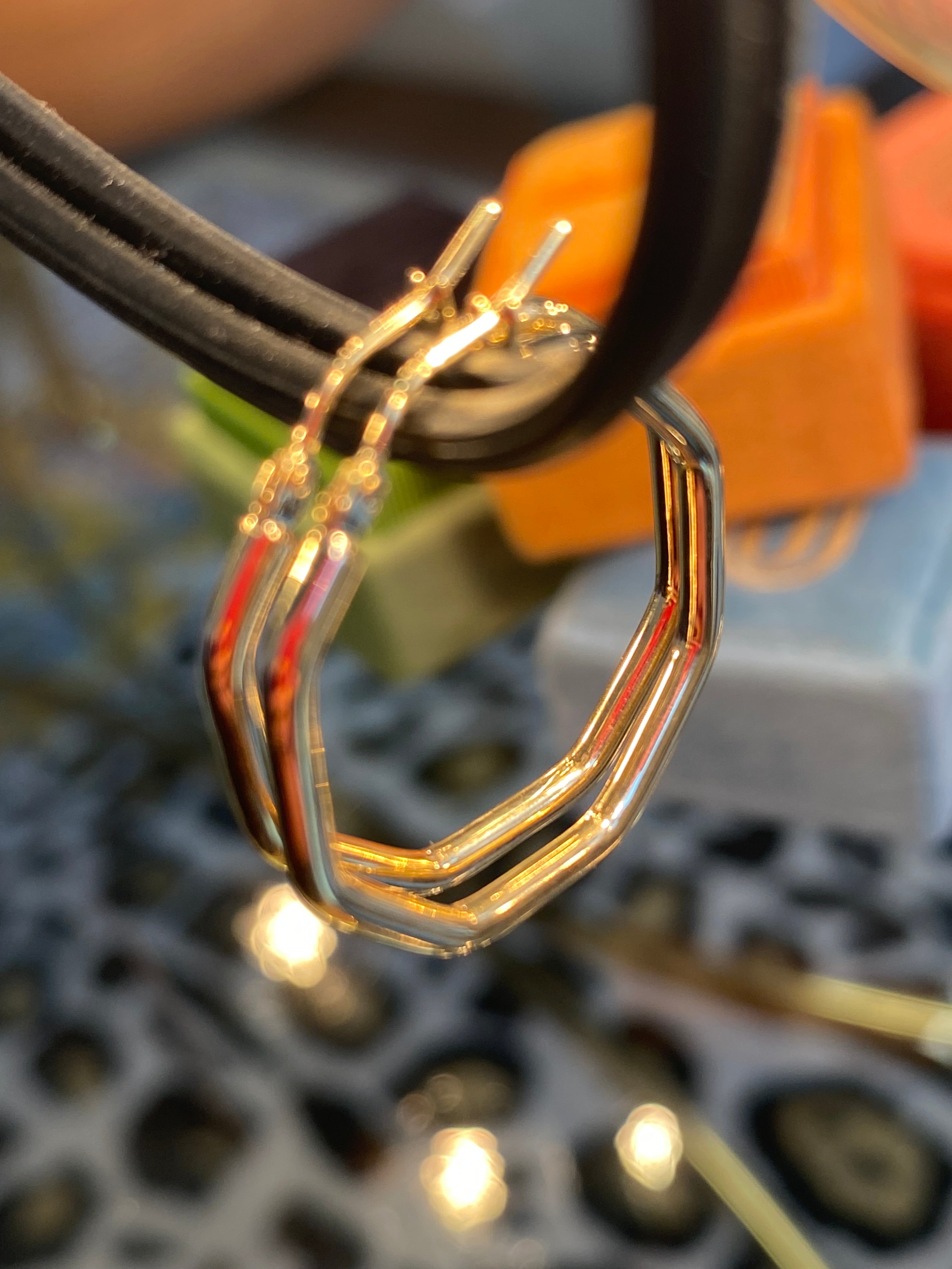 Statement 26mm Octagon Hoop Earrings in 9ct Yellow Gold