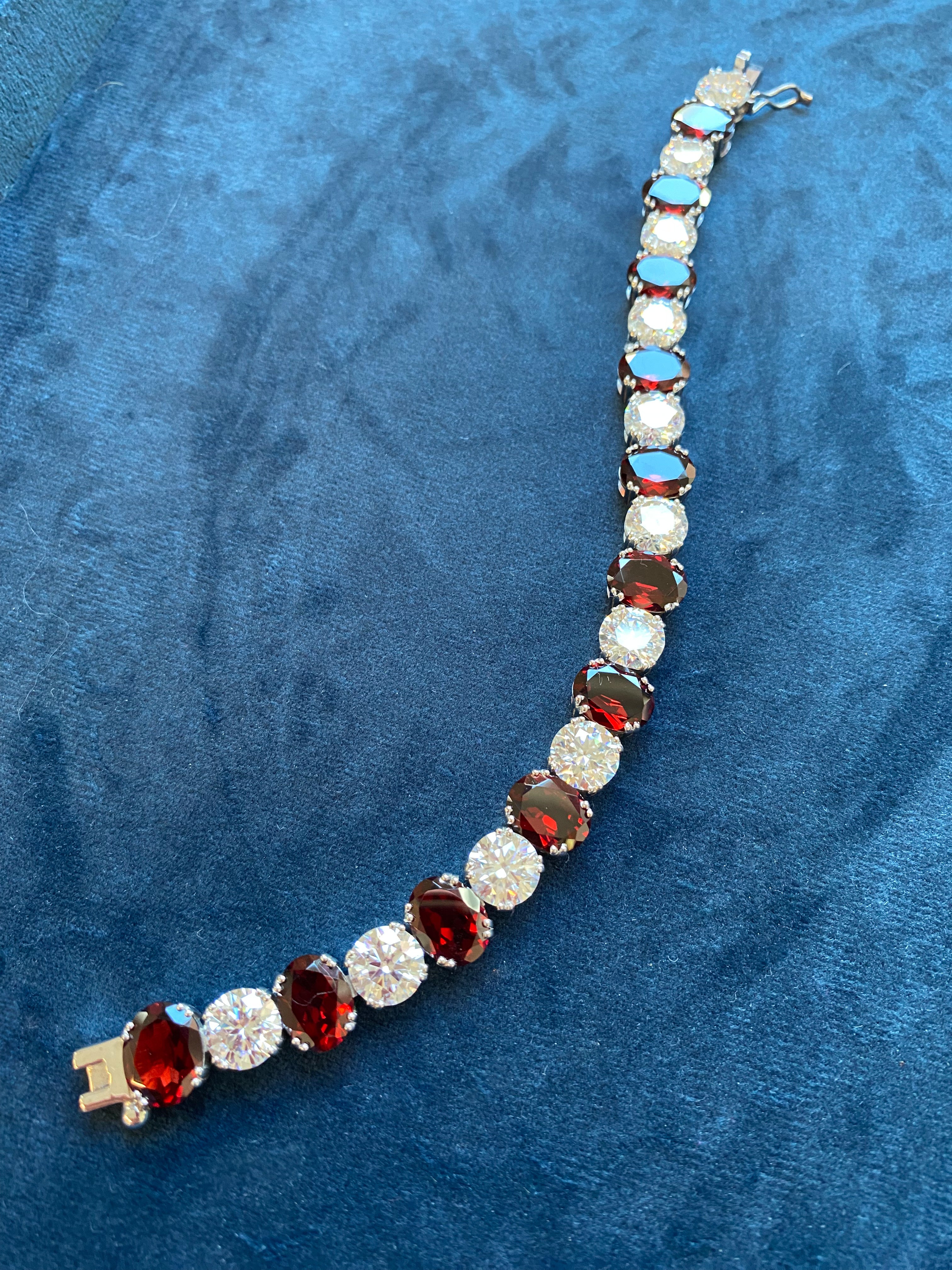 170.86 CTW Moissanite and Garnet Necklace in Sterling Silver