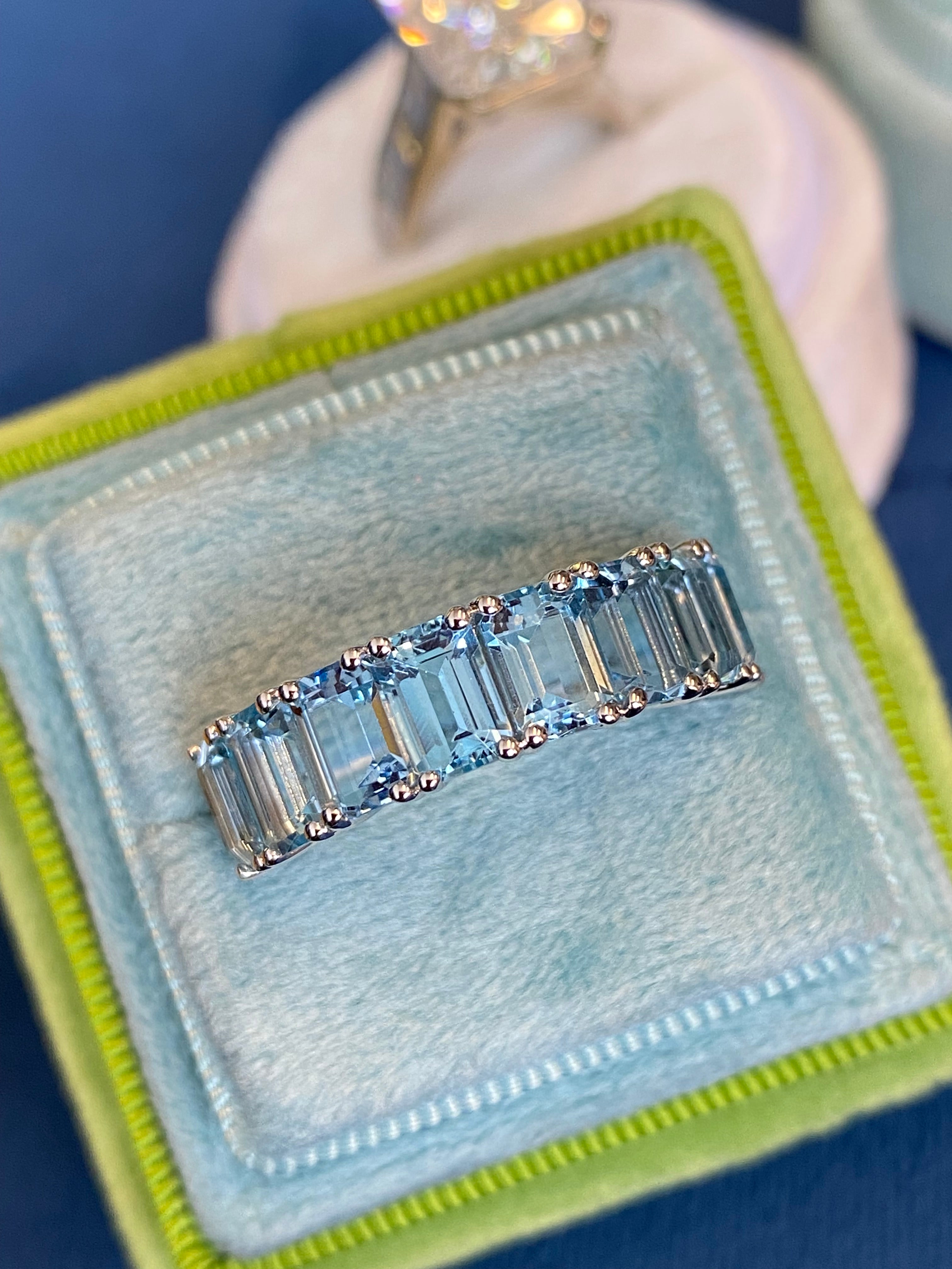 4.34 CTW Aquamarine Eternity Ring in 9ct White Gold