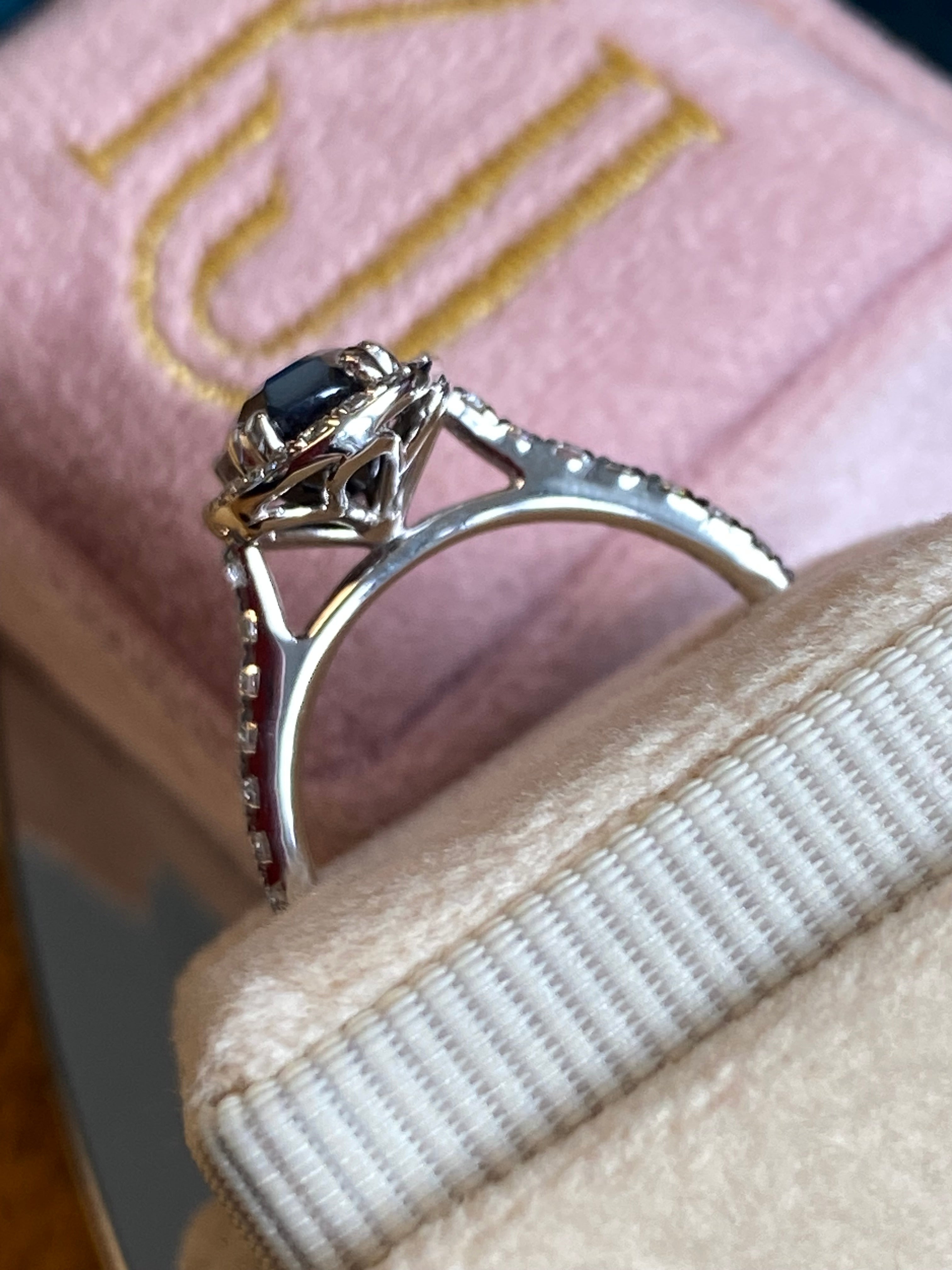 2.85 Carat Black Sapphire and Natural Diamond Ring in 9ct White Gold