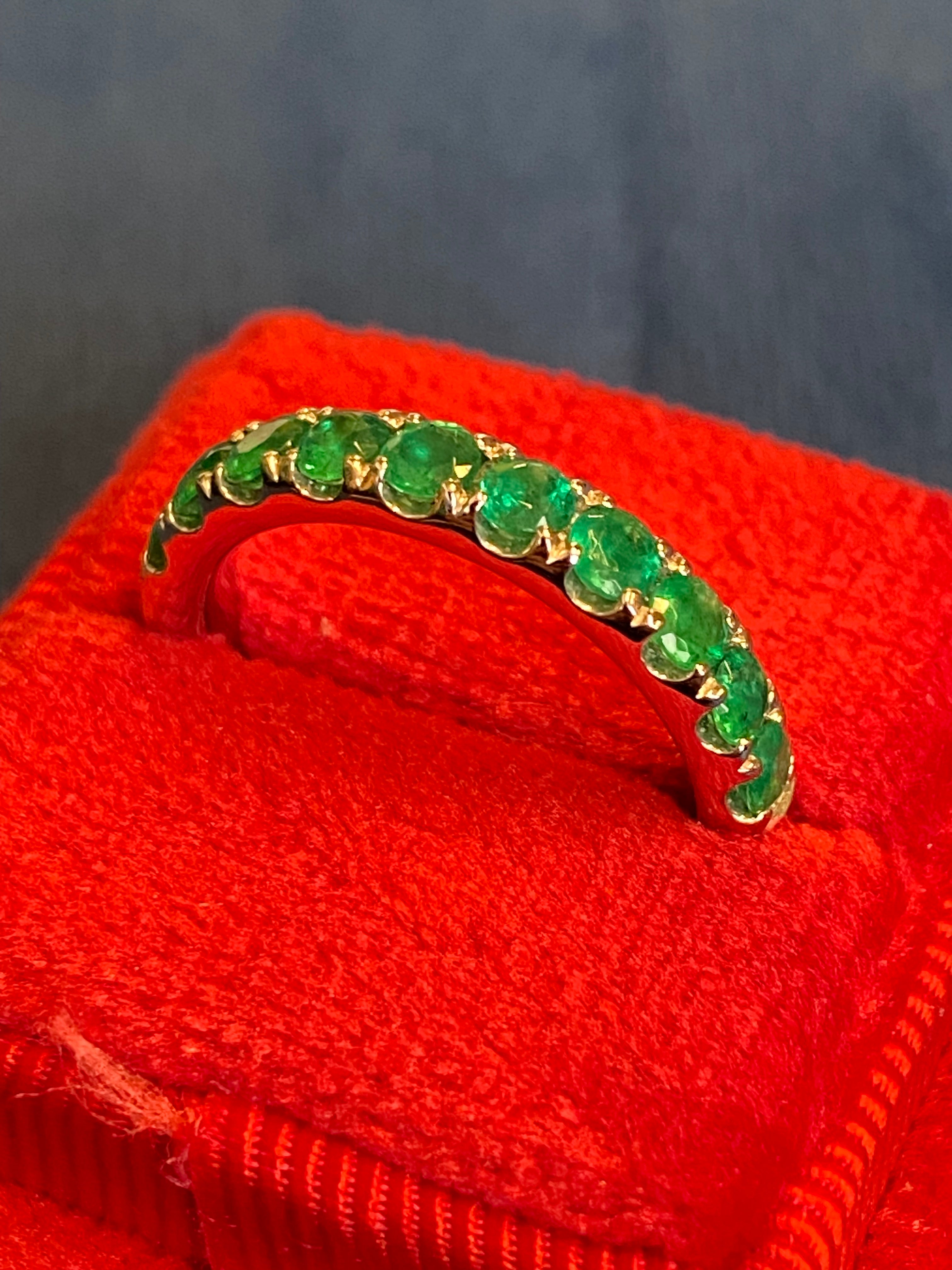 0.84 CTW Emerald Eternity Stacking Ring in Platinum