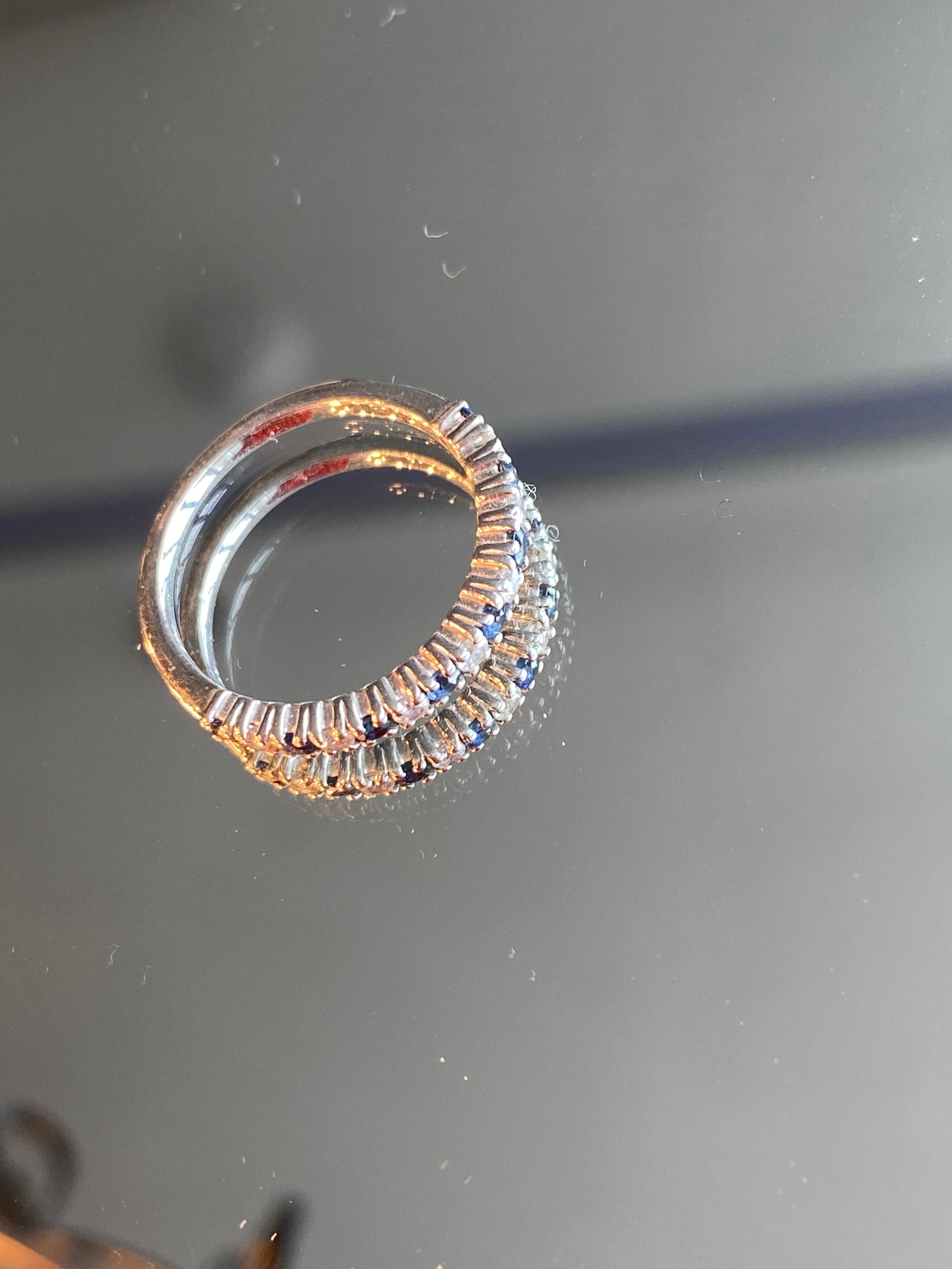 0.47ctw Natural Sapphire and Moissanite Eternity Stacking Ring