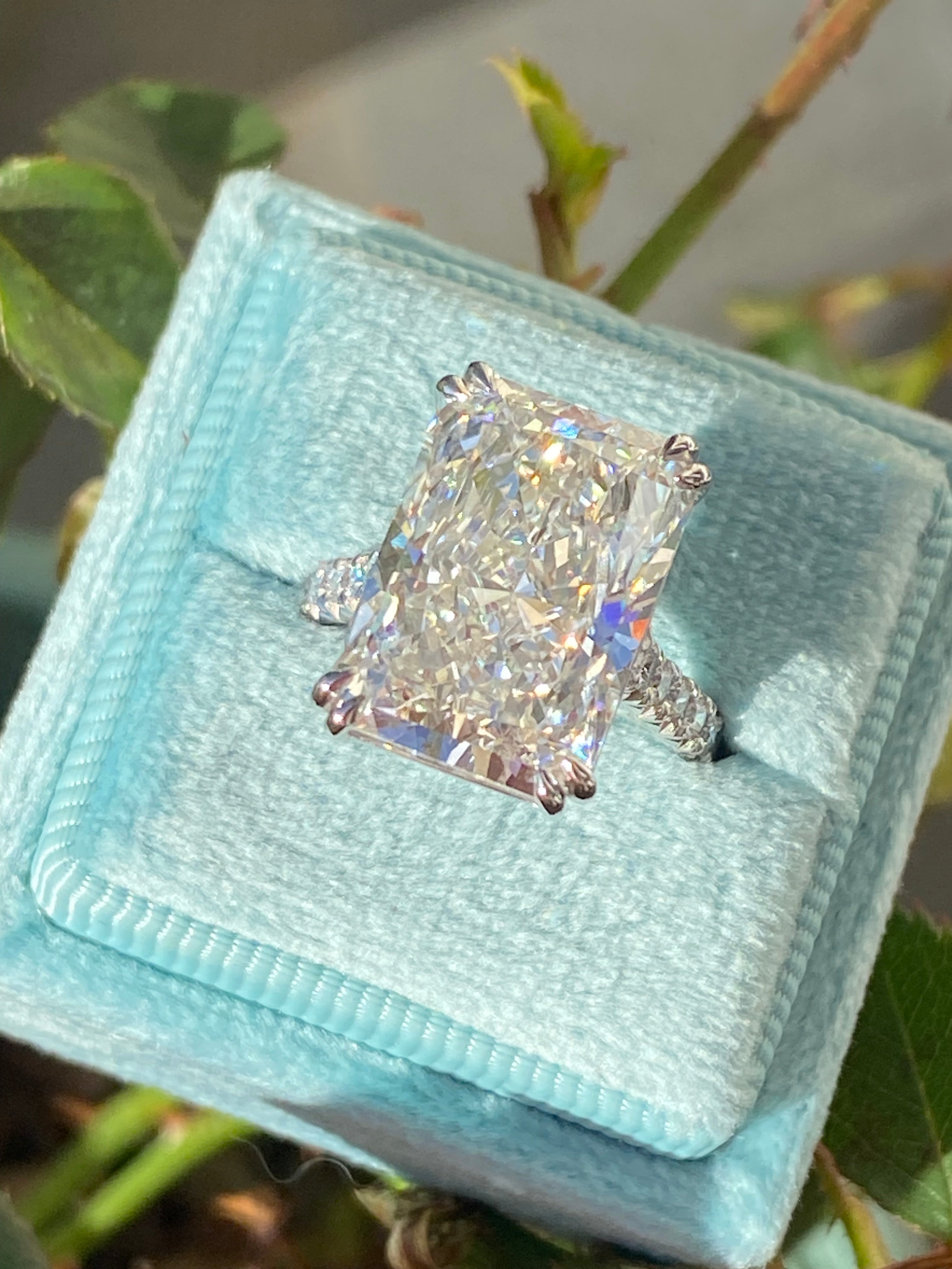 10.23 Carat Radiant Cut Lab Diamond Solitaire Engagement Ring in Platinum