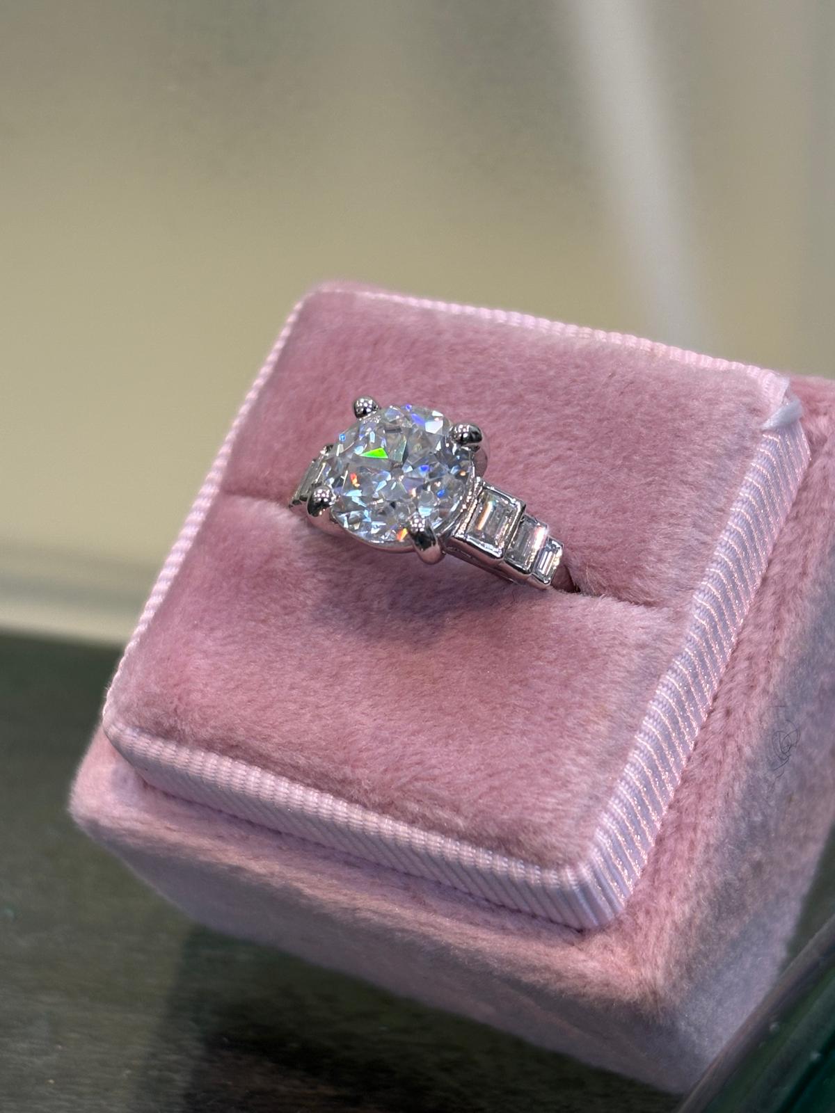 3.00 CTW Moissanite Art Deco Style Engagement Ring