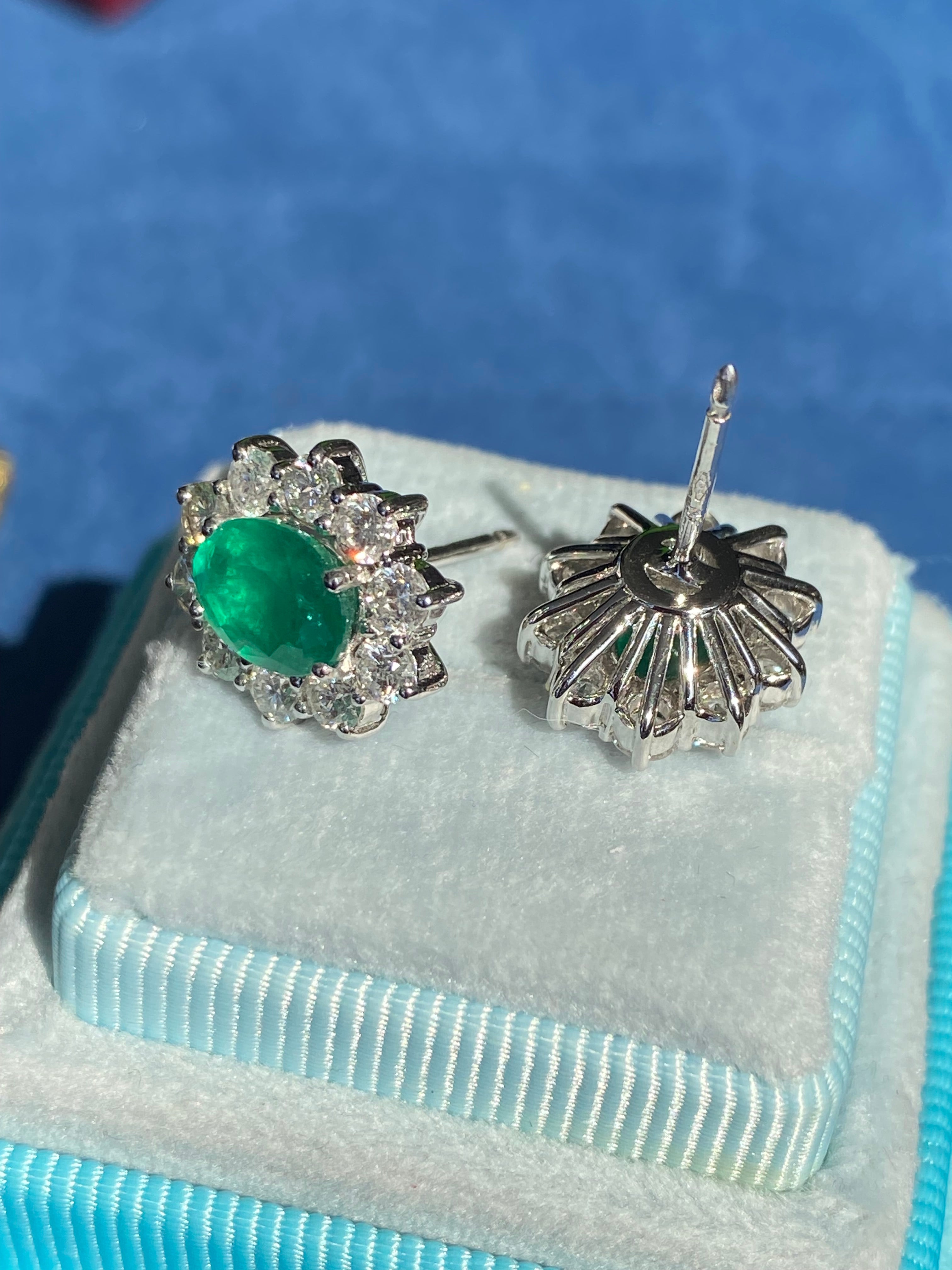 Extraordinary 3.65 CTW Emerald Earrings in 18ct White Gold