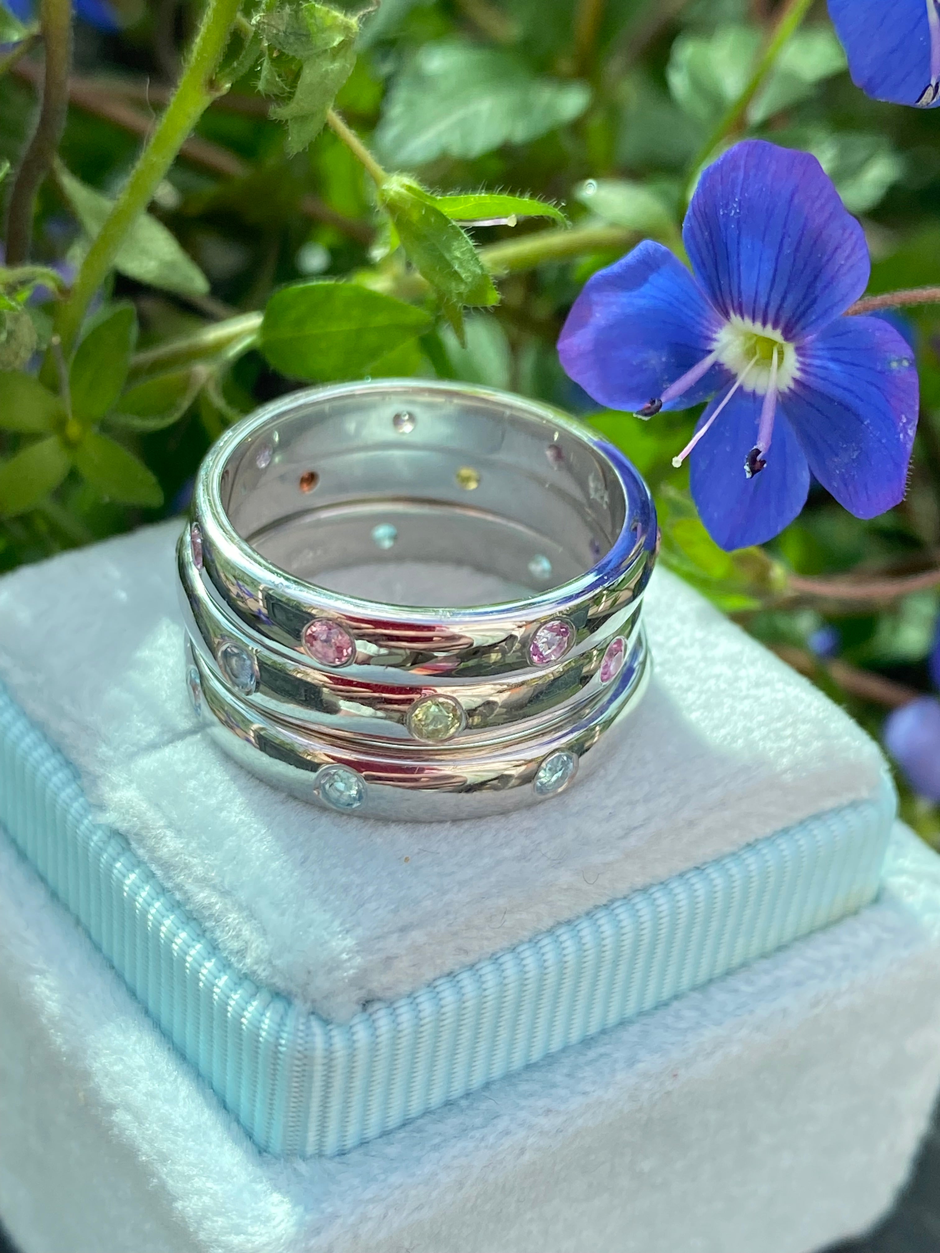 0.21ctw Aquamarine Eternity Stacking Ring