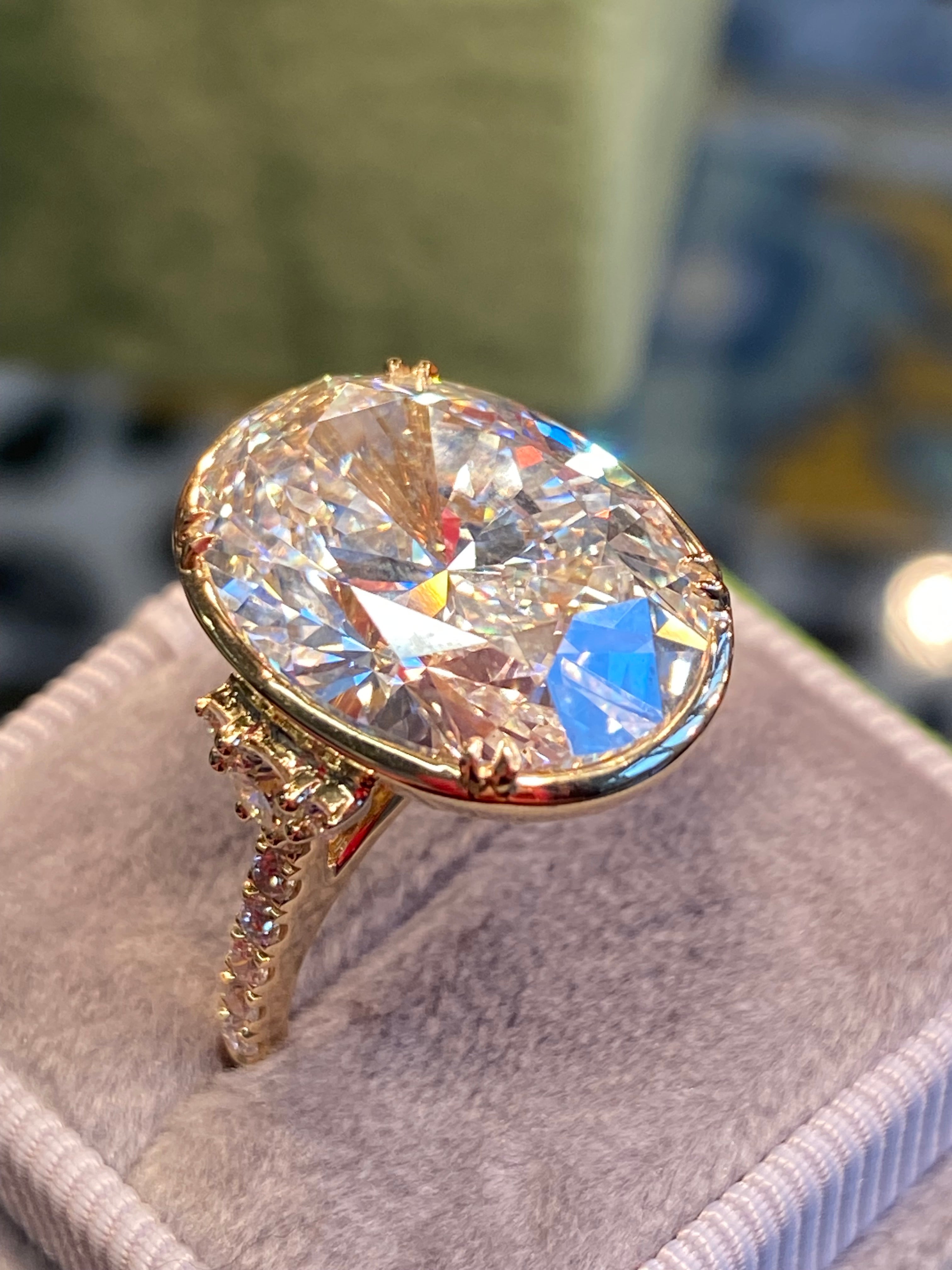 10.04 Carat Oval Cut Lab Diamond Solitaire Engagement Ring in 18ct Yellow Gold