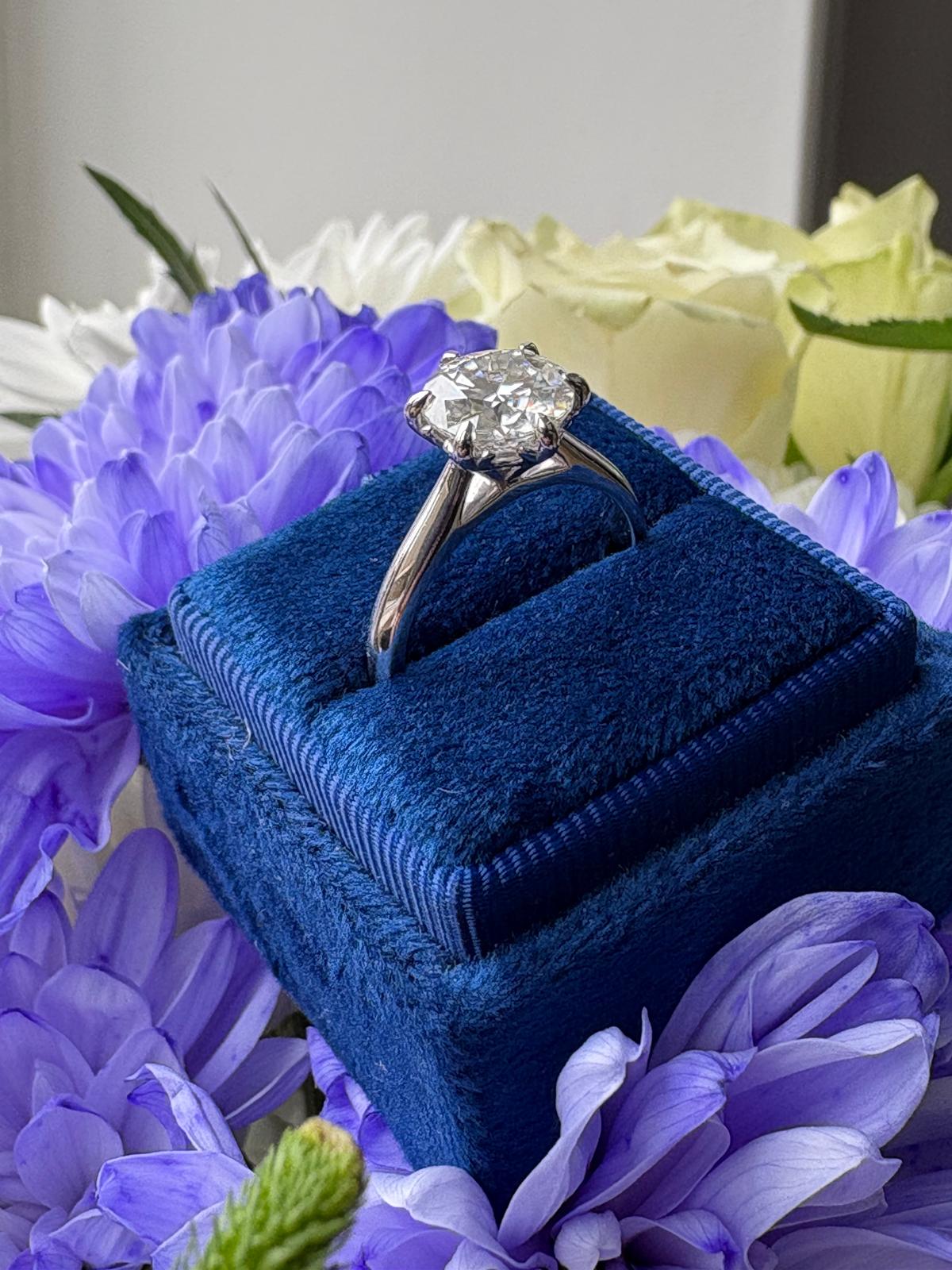 2.00 Carat Knife Edge Round Brilliant Moissanite Solitaire Ring