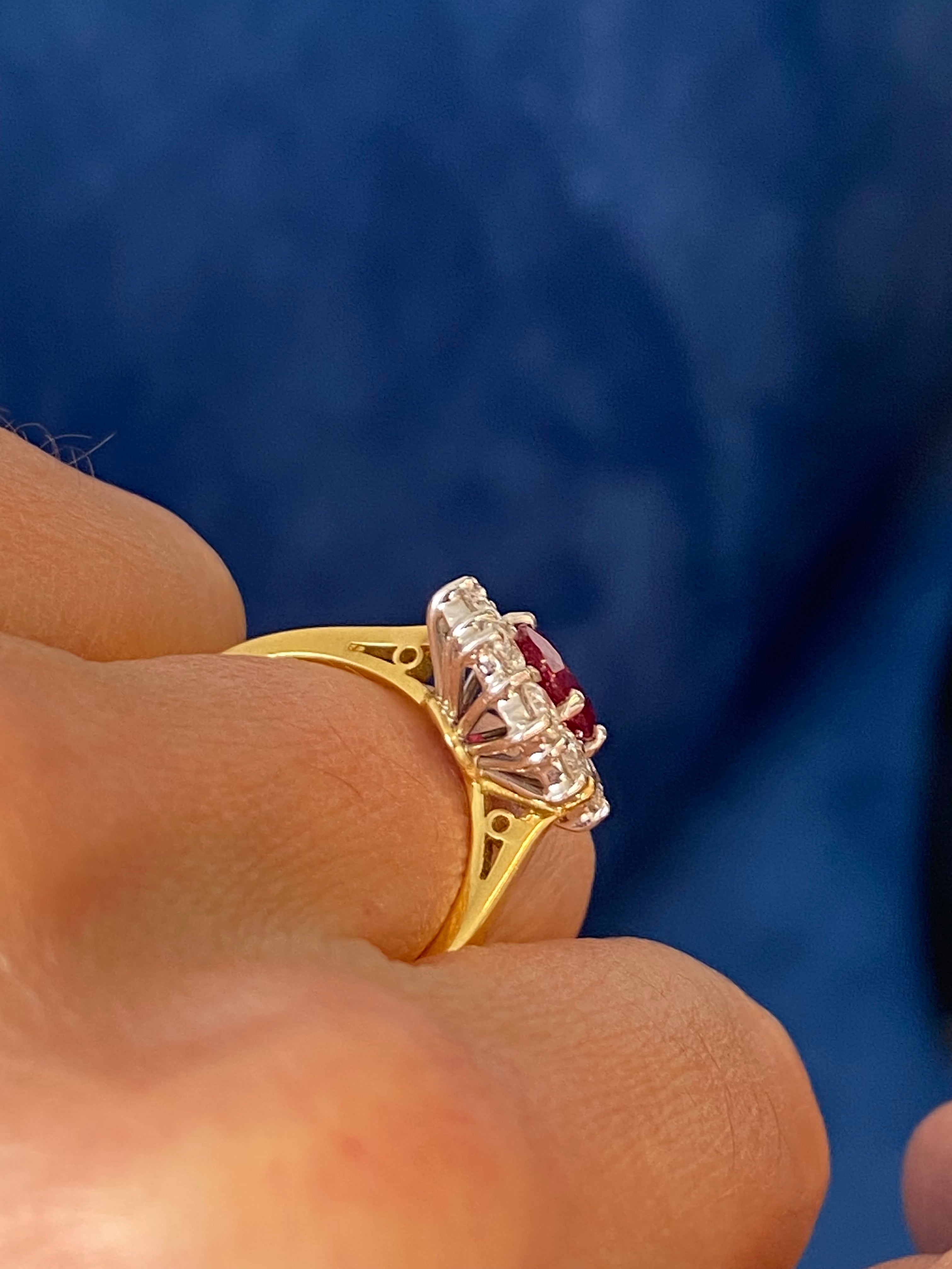 Breathtaking Ruby and Natural Diamond Halo Ring in 18ct Gold