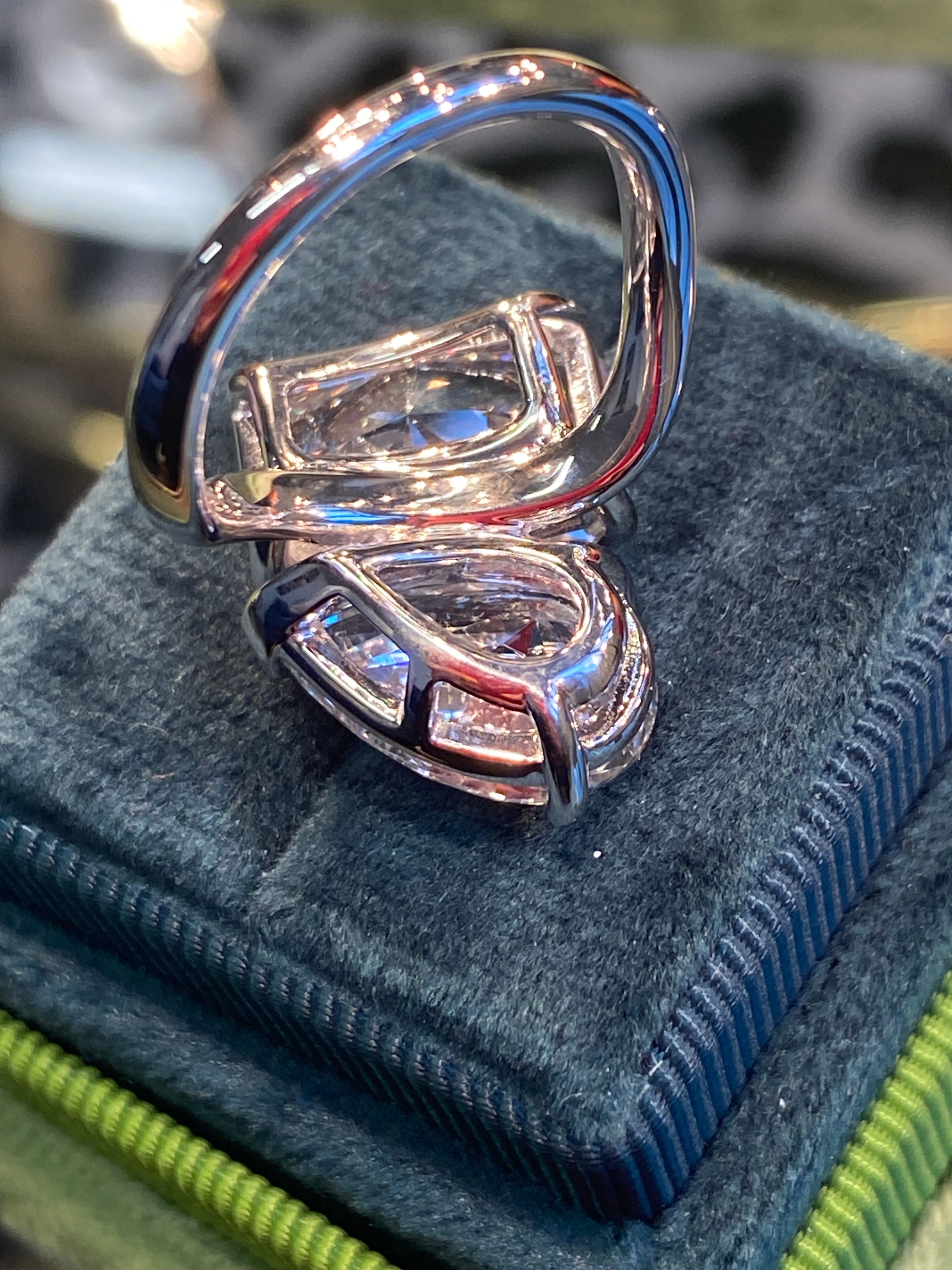 10.09 CTW Radiant and Pear Cut Lab Diamond Toi Et Moi Engagement Ring in Platinum