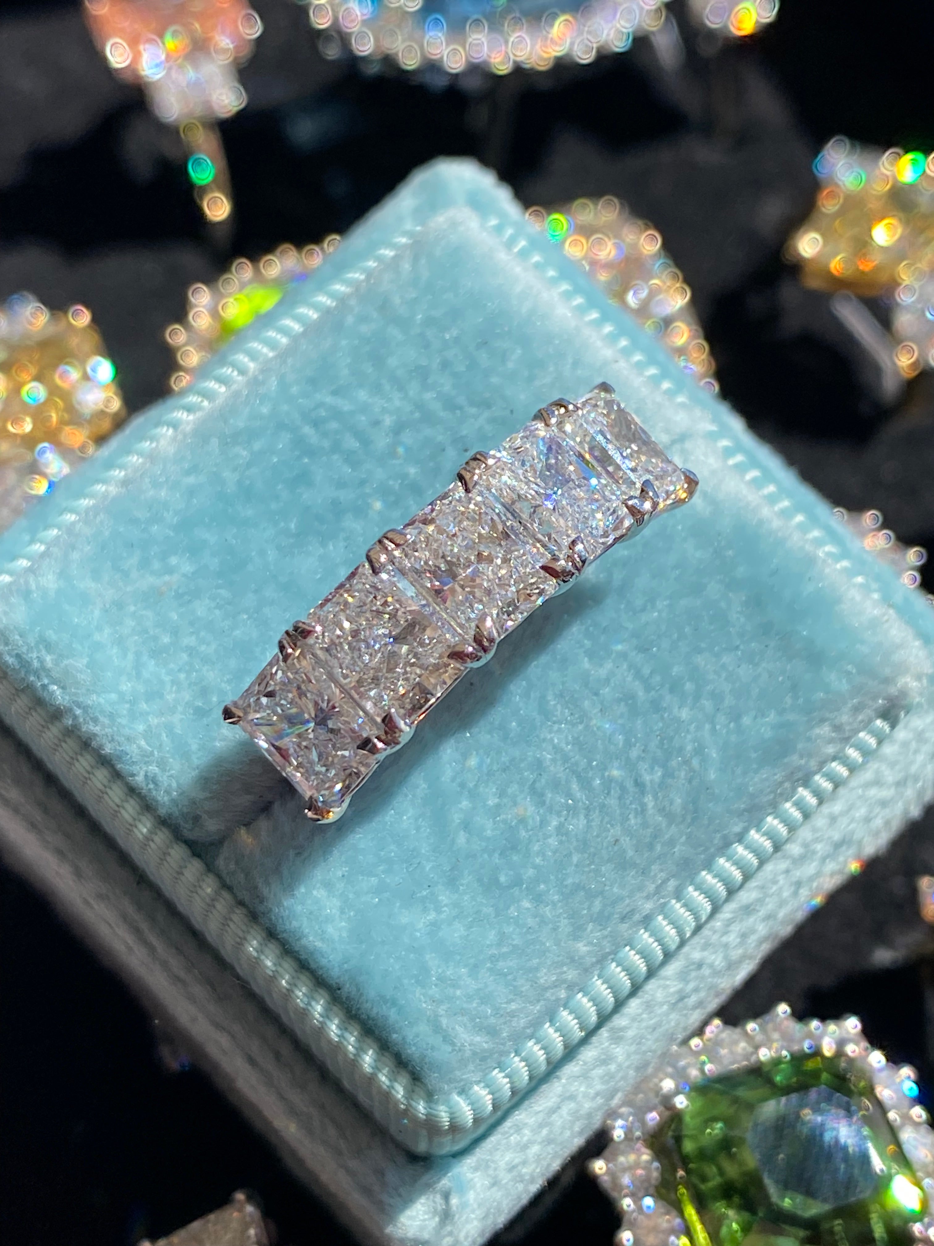 3.56 CTW Radiant Cut D Colour VVS Lab Diamond Five Stone Ring in Platinum