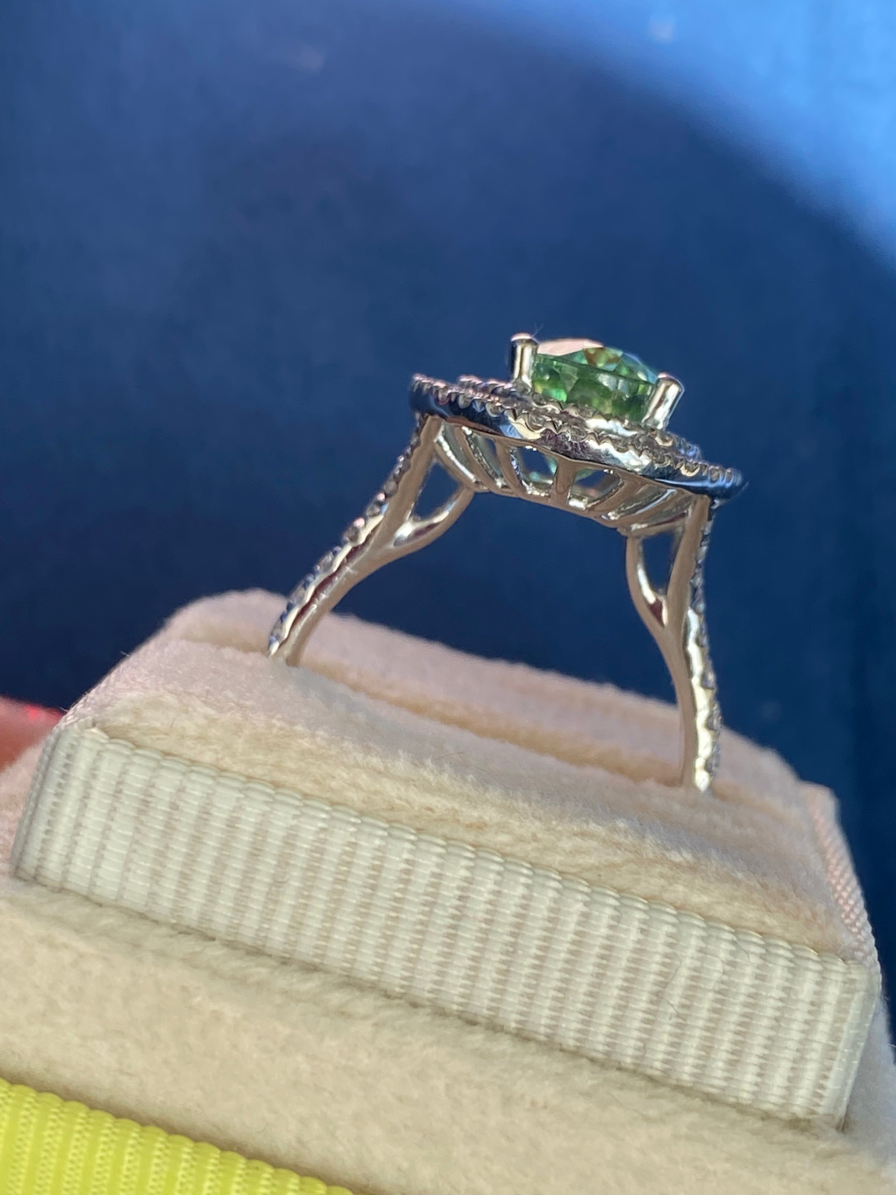 4.77 CTW Magical Mint Tourmaline and Natural Diamond Double Halo Ring in Platinum