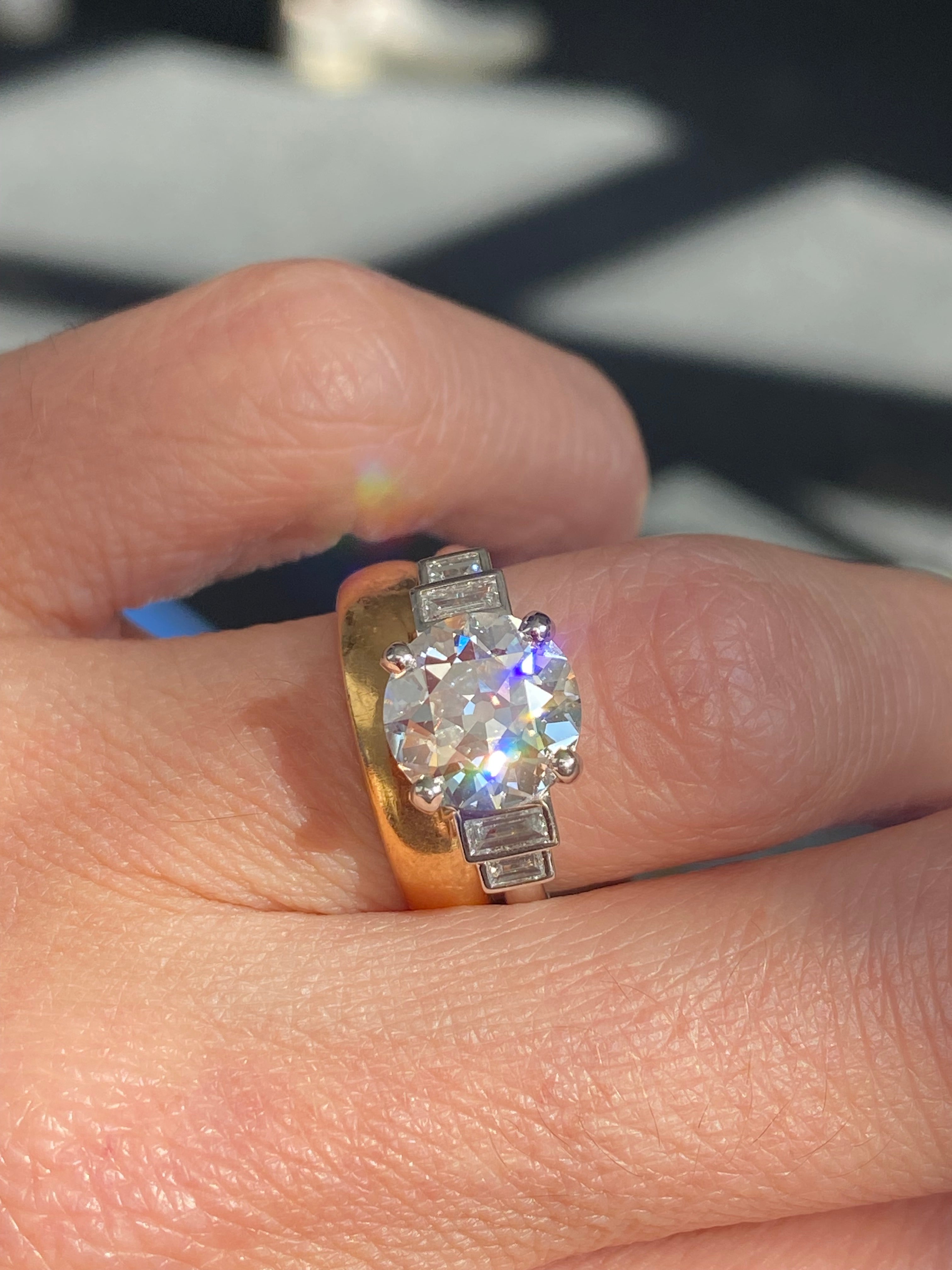 Heritage 3.25CT + Old European Cut Lab Grown Diamond Engagement Ring, at Least F Colour / VS Clarity