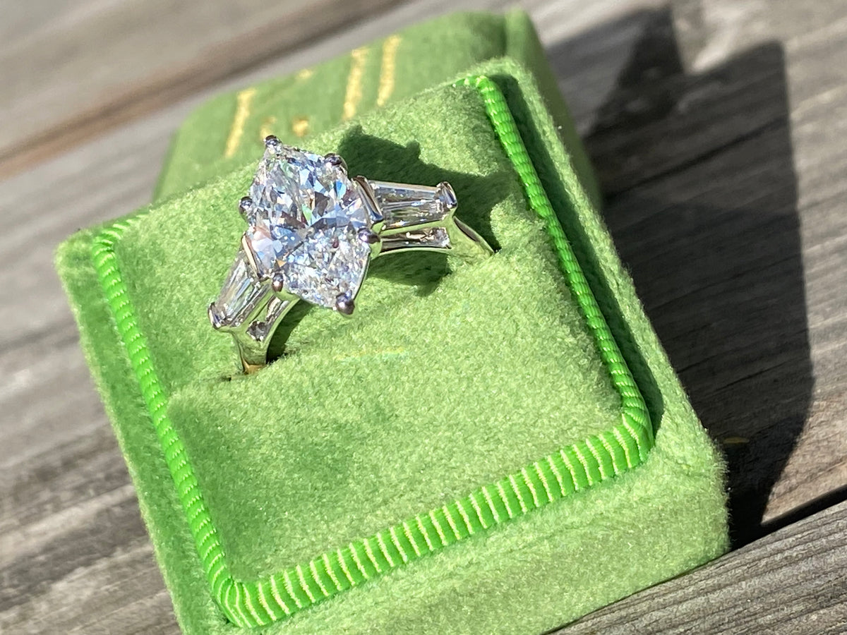3.98 CTW Marquise Cut Lab Diamond Engagement Ring in Platinum