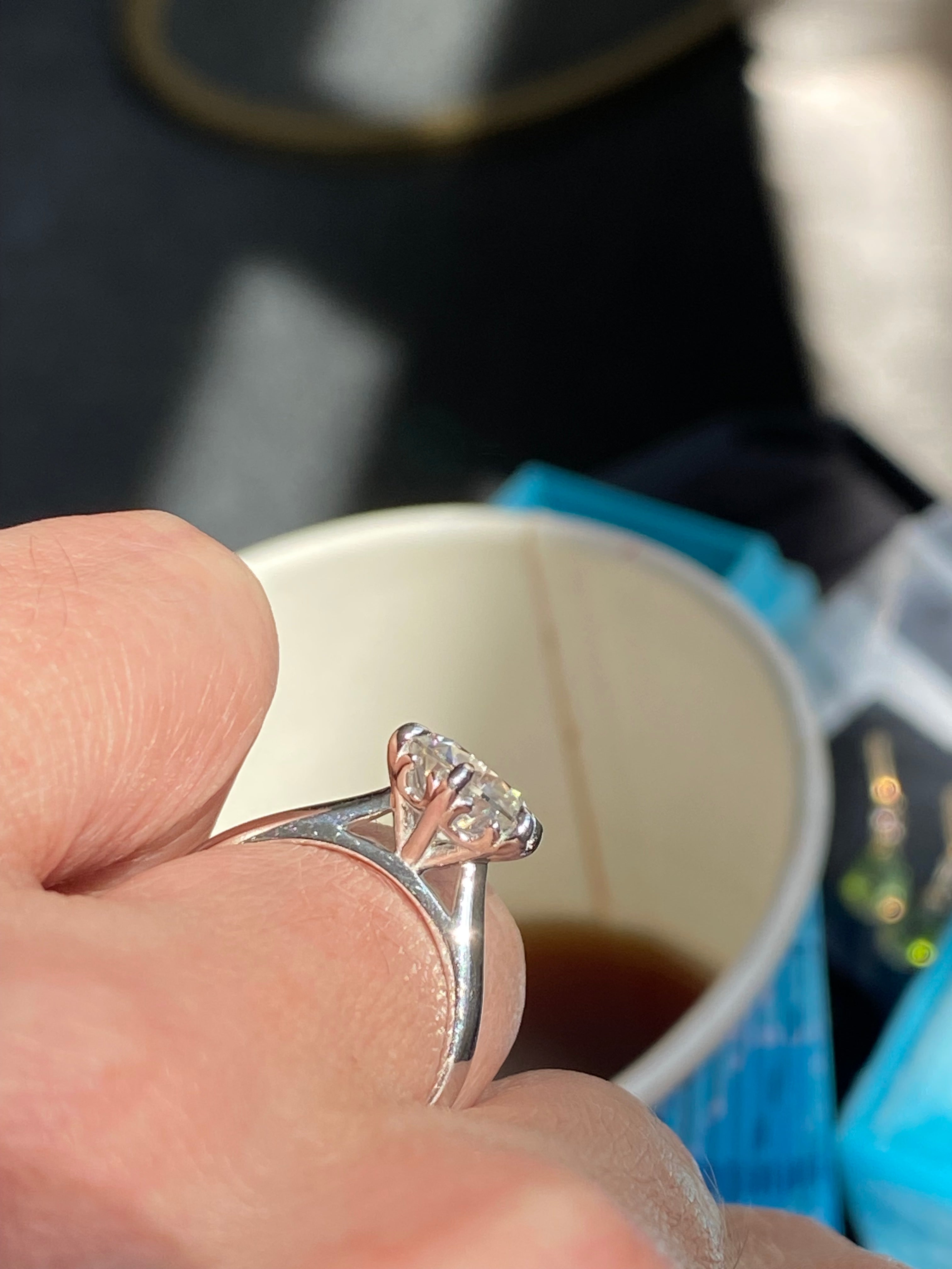 2.00 Carat Knife Edge Round Brilliant Moissanite Solitaire Ring