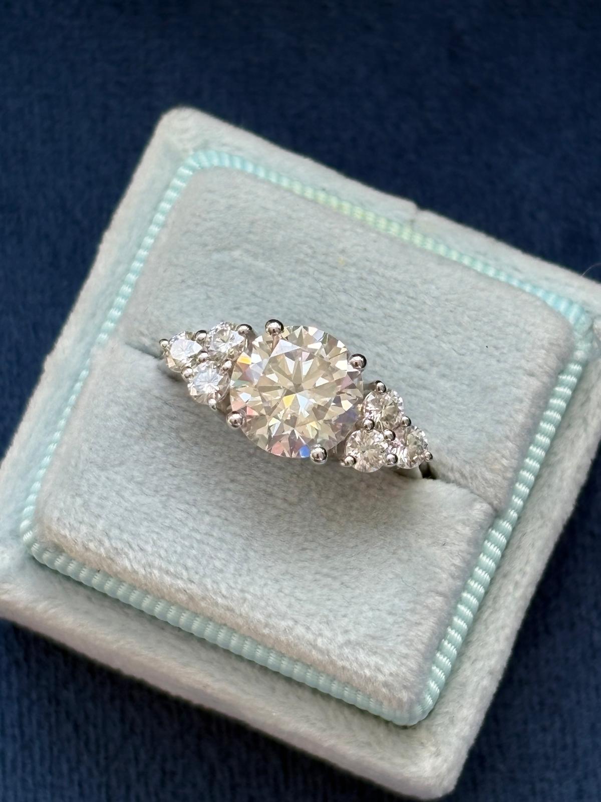 3.15 CTW Round Cut Trefoil Moissanite Three Stone Style Ring in Sterling Silver