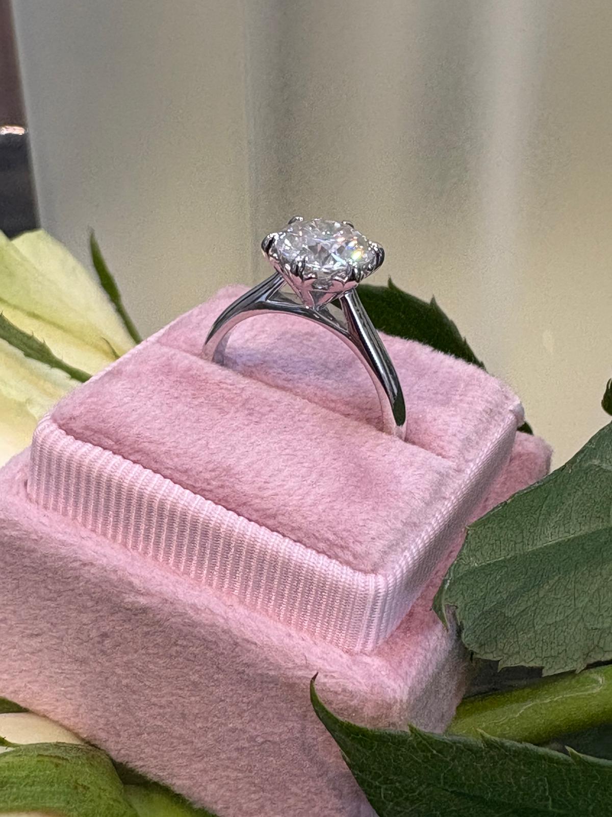 2.00 Carat Knife Edge Round Brilliant Moissanite Solitaire Ring
