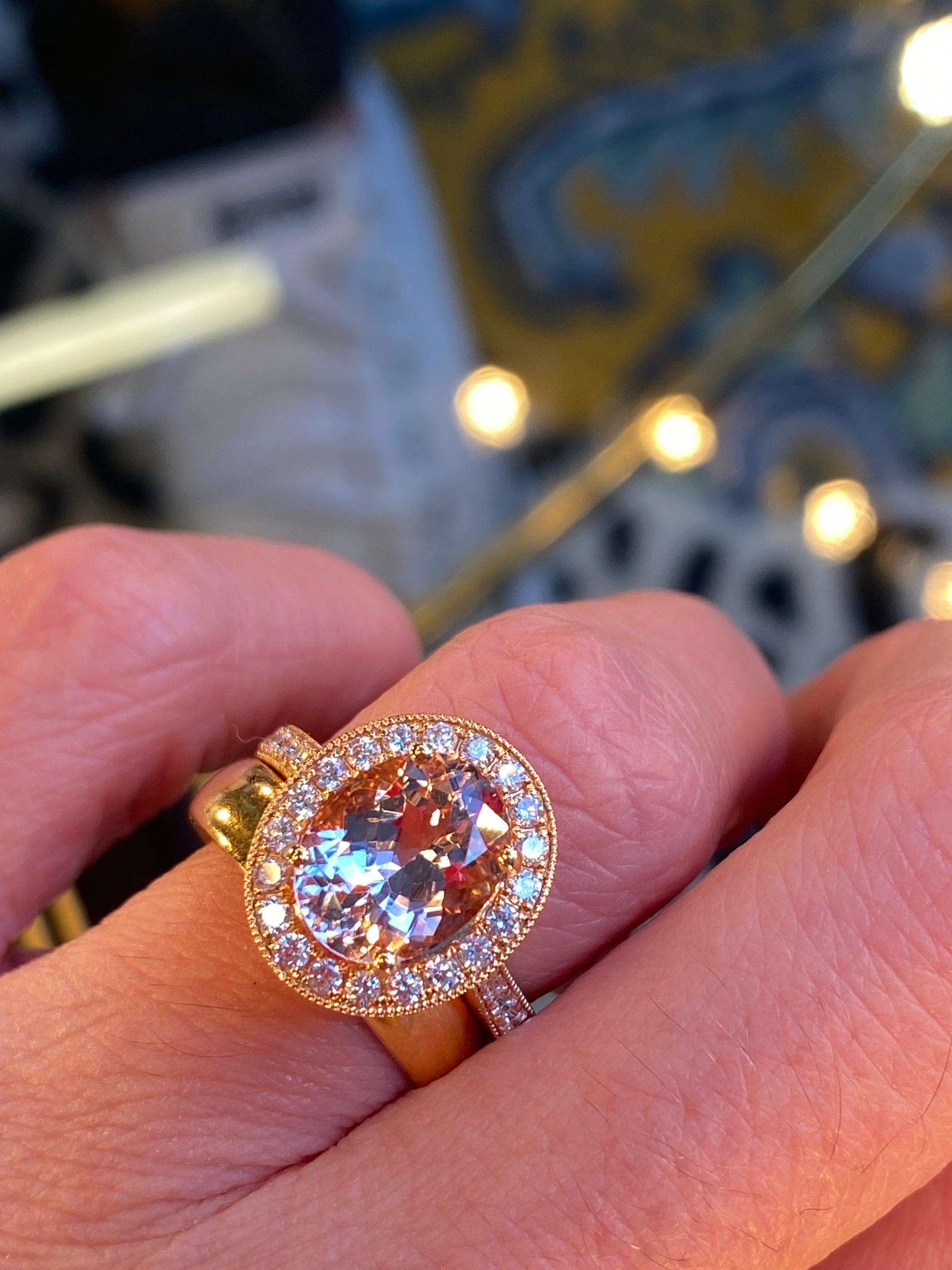 2.80 CTW Morganite and Natural Diamond Ring in 18ct Rose Gold