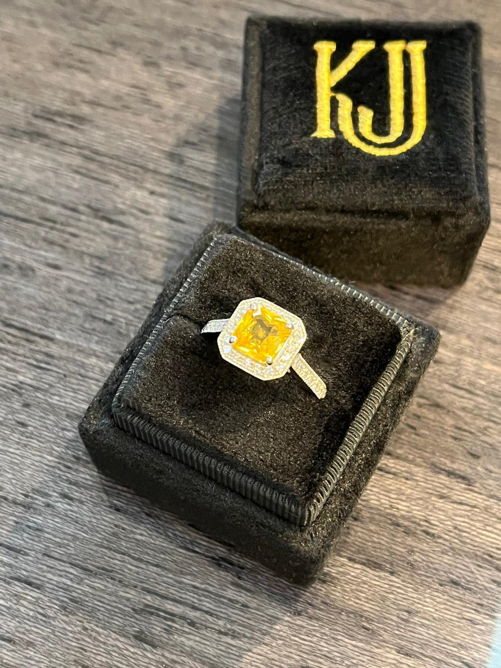 2.06 Carat Yellow Sapphire and Natural Diamond Halo Ring in Platinum
