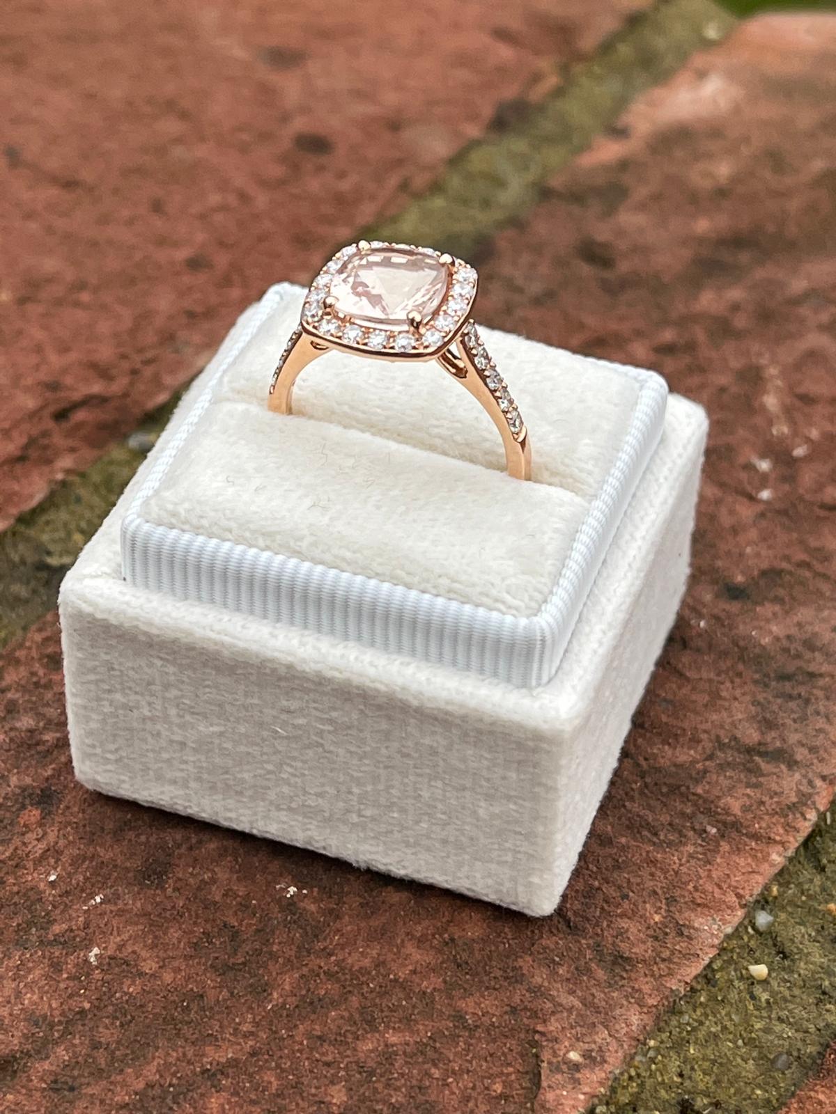 1.63 Carat Morganite and Natural Diamond Ring in 18ct Rose Gold