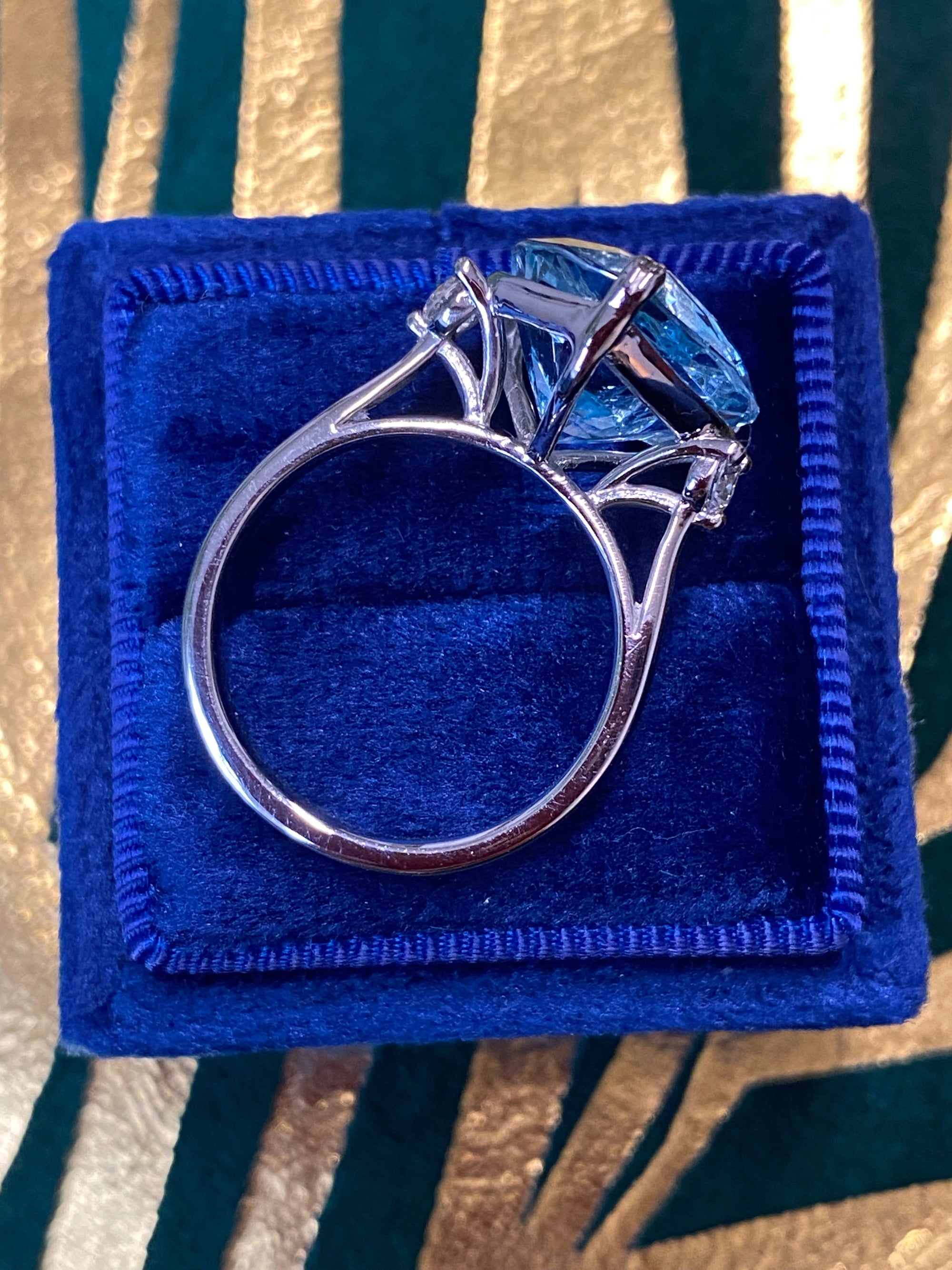 7.50 Carat Heart-Cut Aquamarine and Diamond Ring in Platinum