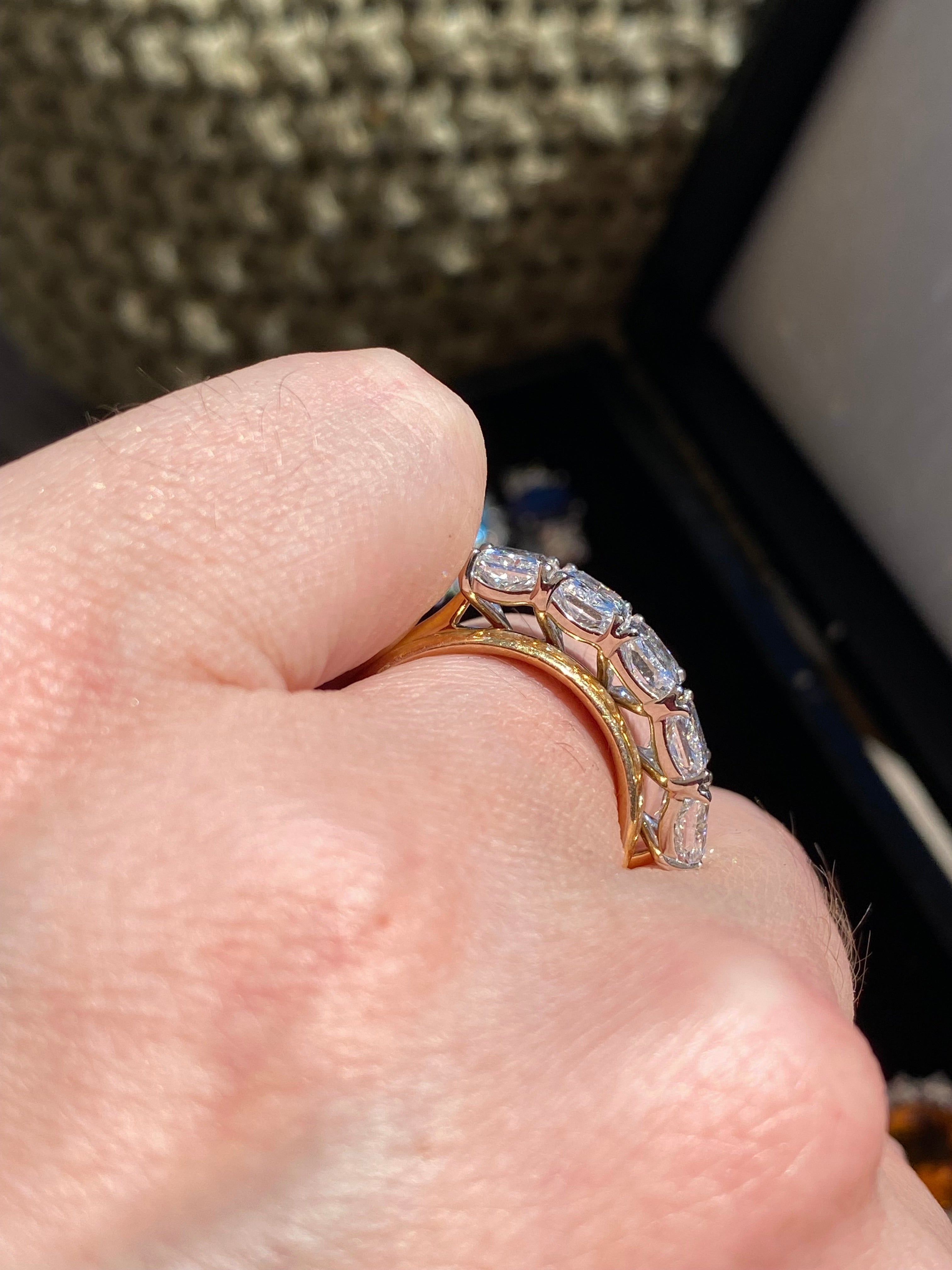 5.11 CTW Radiant Cut D Colour VS1 Lab Diamond Five Stone Ring in Platinum and 18ct Yellow Gold
