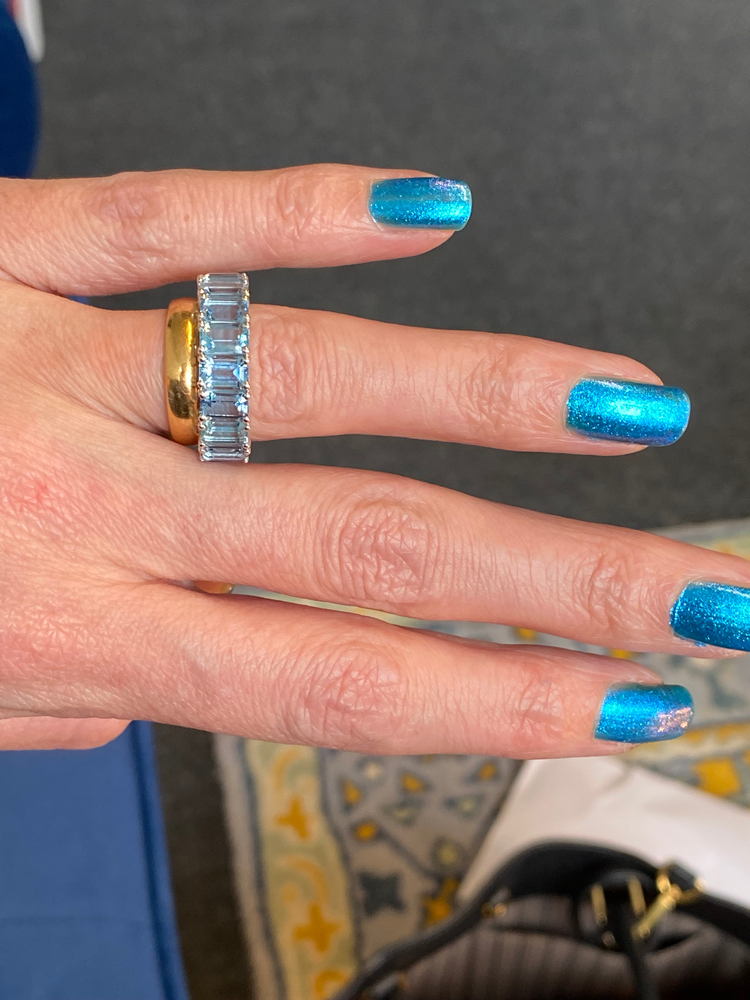 4.34 CTW Aquamarine Eternity Ring in 9ct White Gold