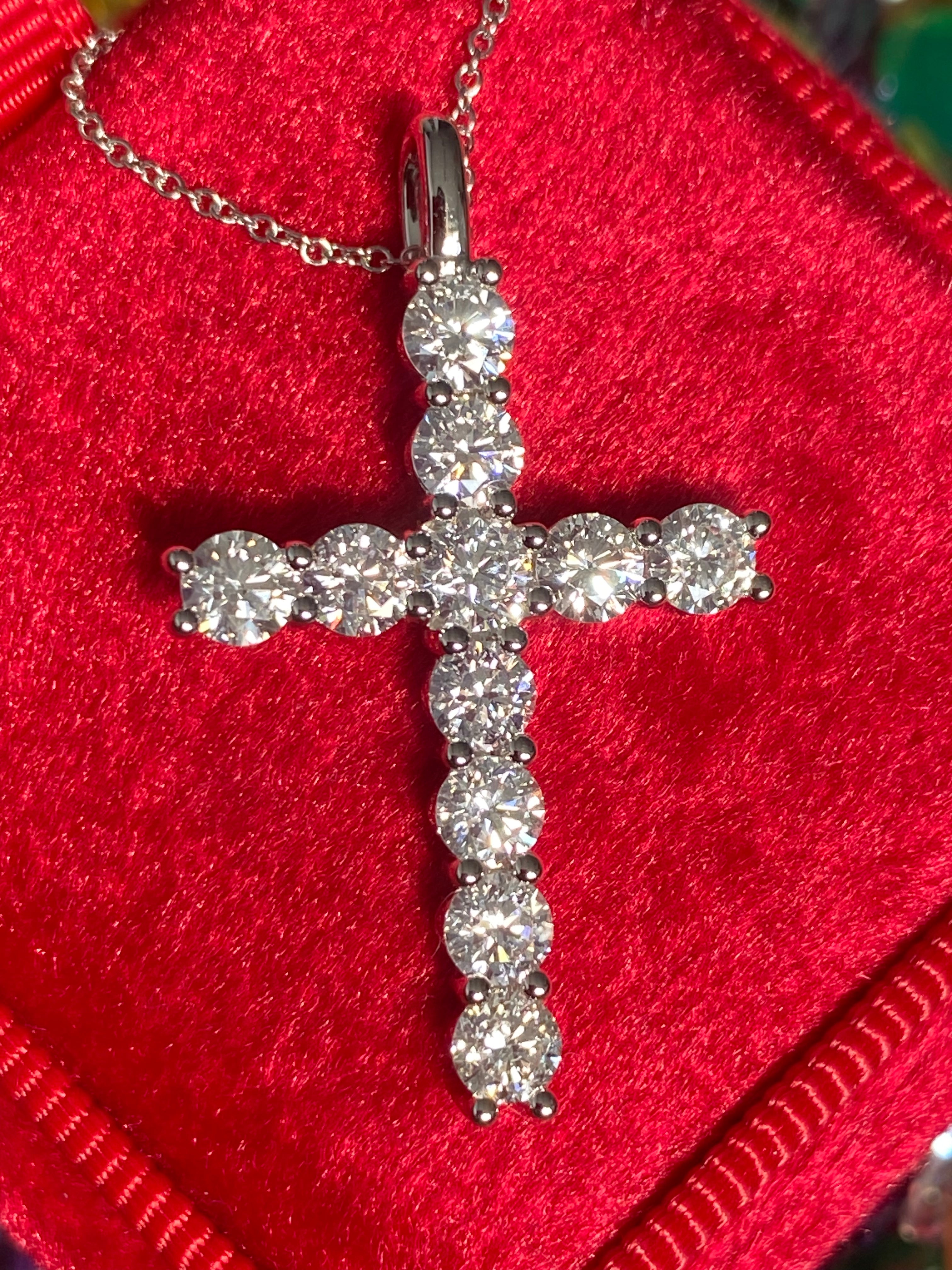 2.00 CTW Natural Diamond Cross in 18ct White Gold